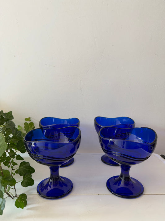 Coupe glazen blauw persglas