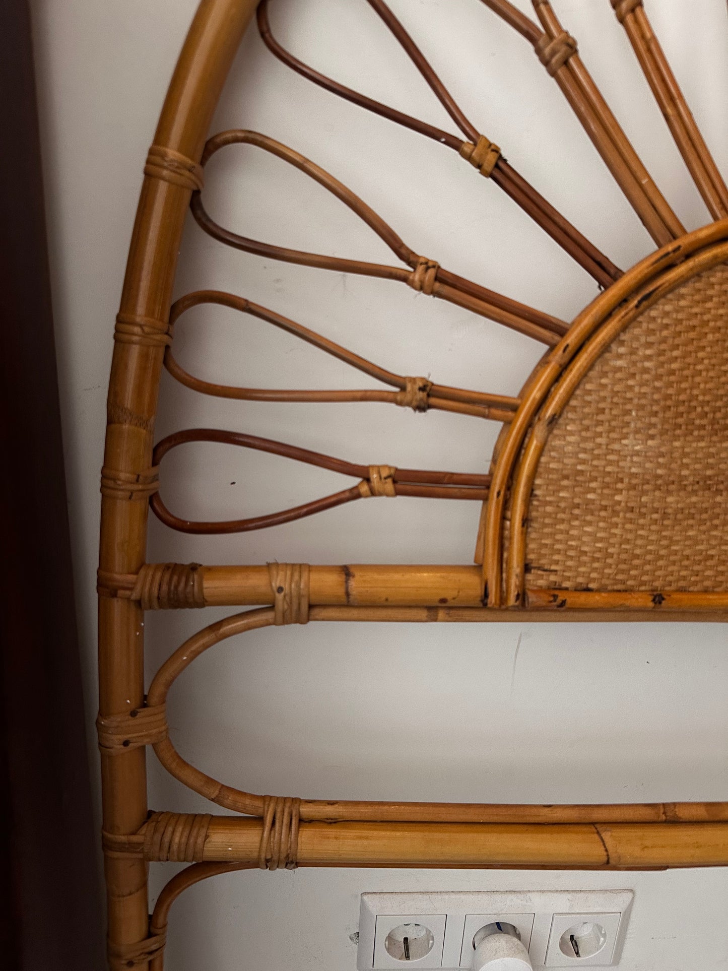 Rotan vintage hoofdbord jaren 70