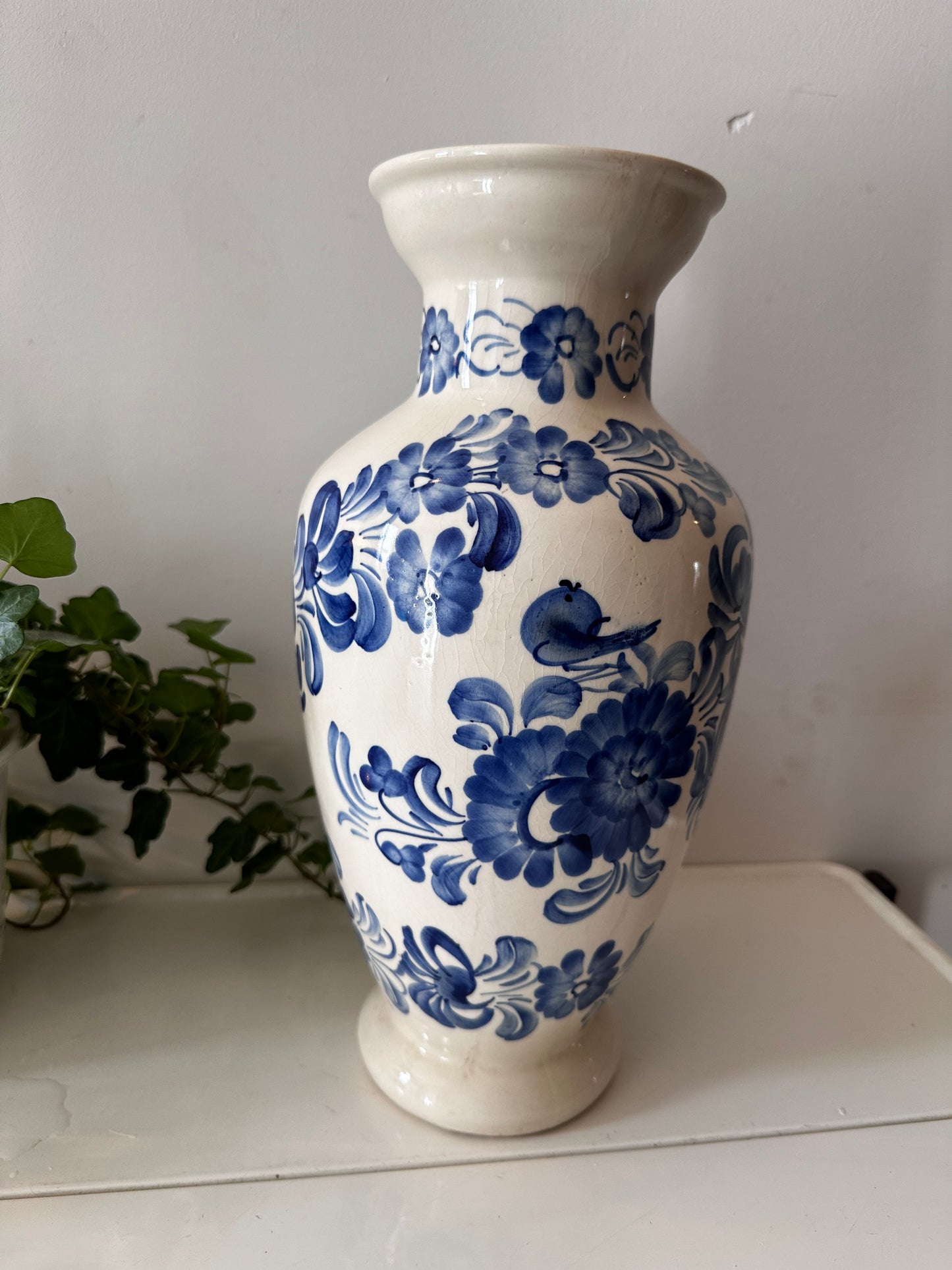 Keramieken vintage vaas delftsblauw