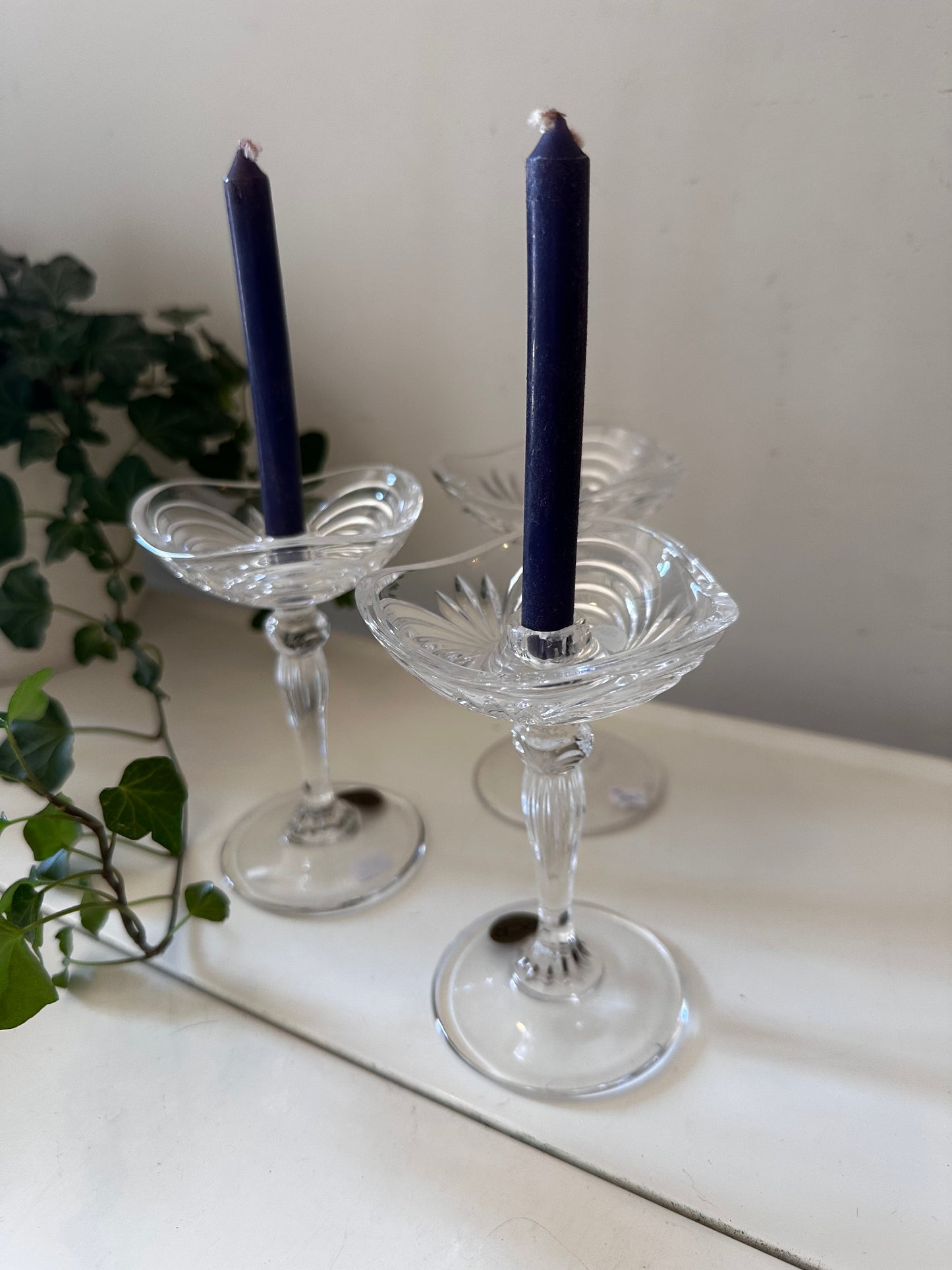 Set van 3 kristallen kandelaars