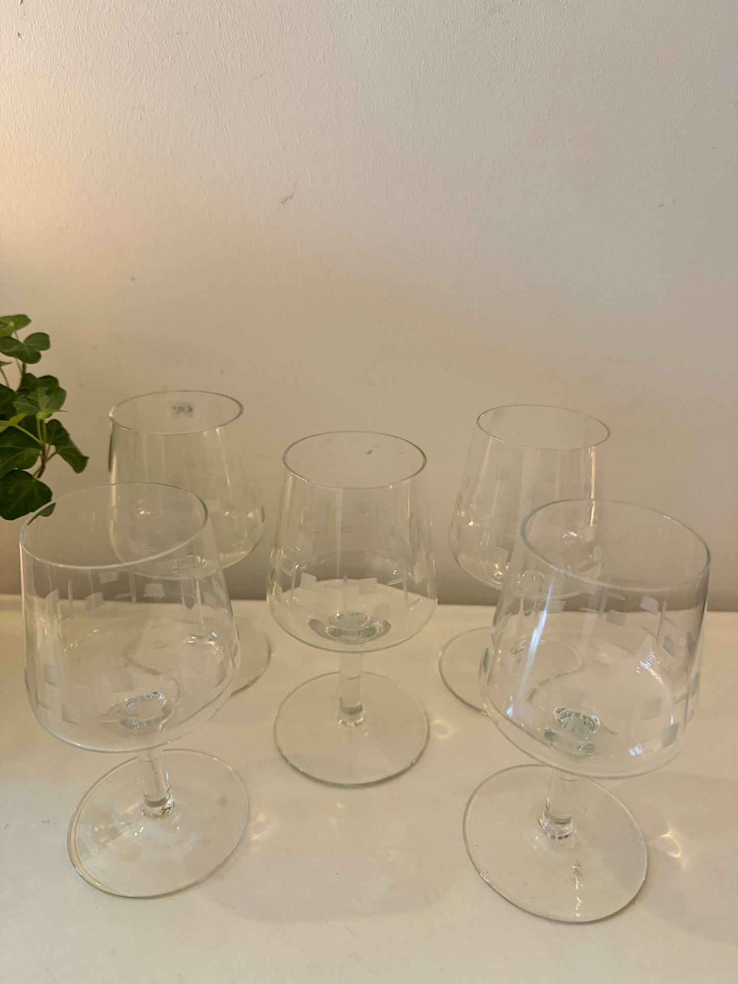 Set van 5 vintage kristallen likeurglaasjes