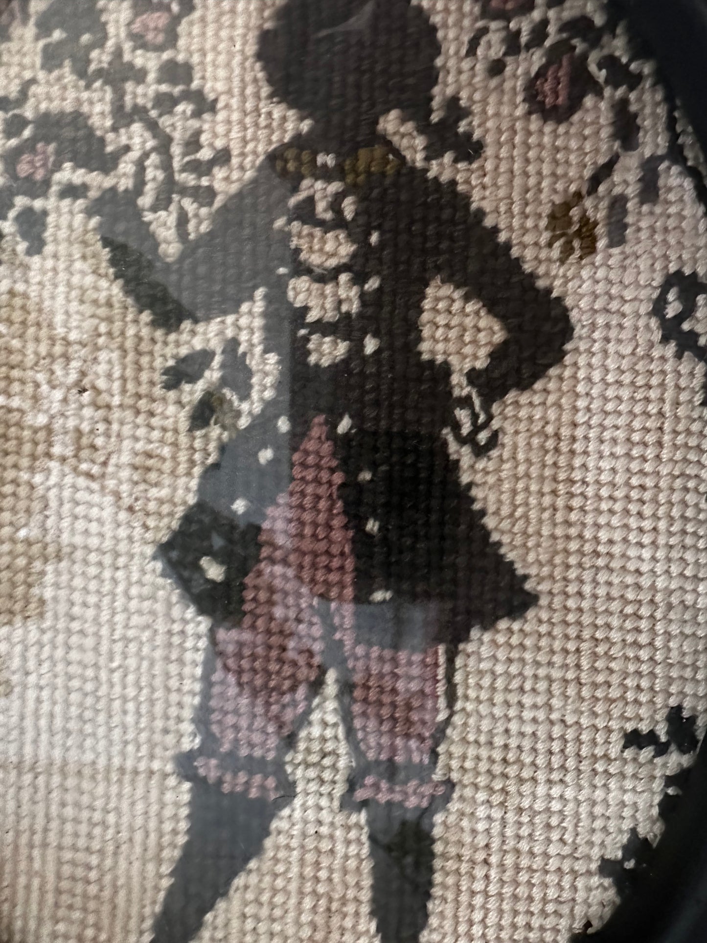 Twee vintage borduurwerkjes in lijstje