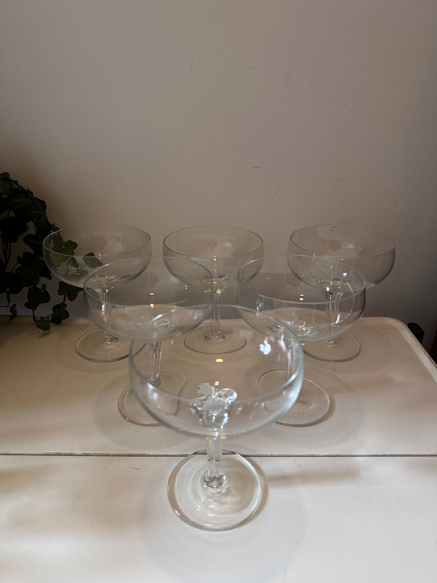 Set van 6 coupe champagne glazen kristal