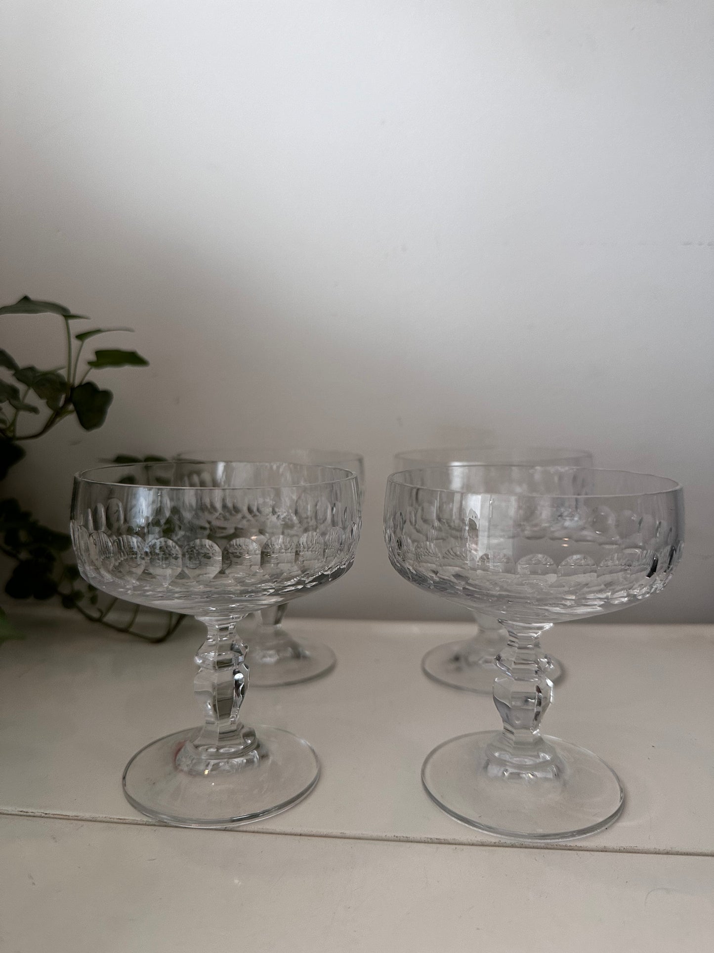 Set van 4 kristallen coupe champagne glazen