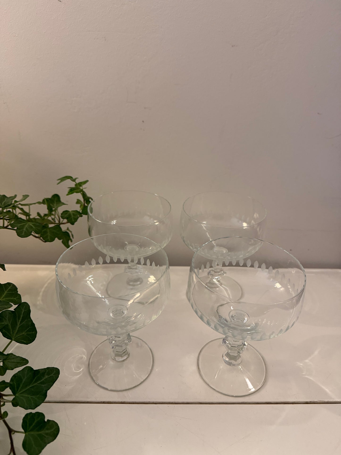 Set van 4 kristallen coupe champagne glazen