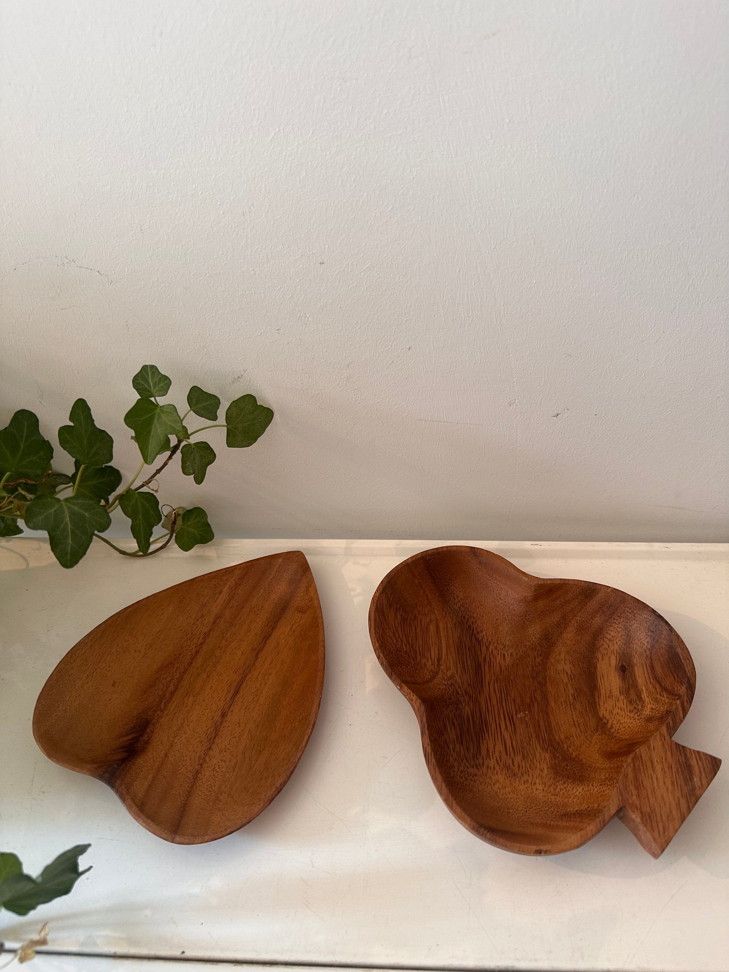 Set van twee houten schaaltjes