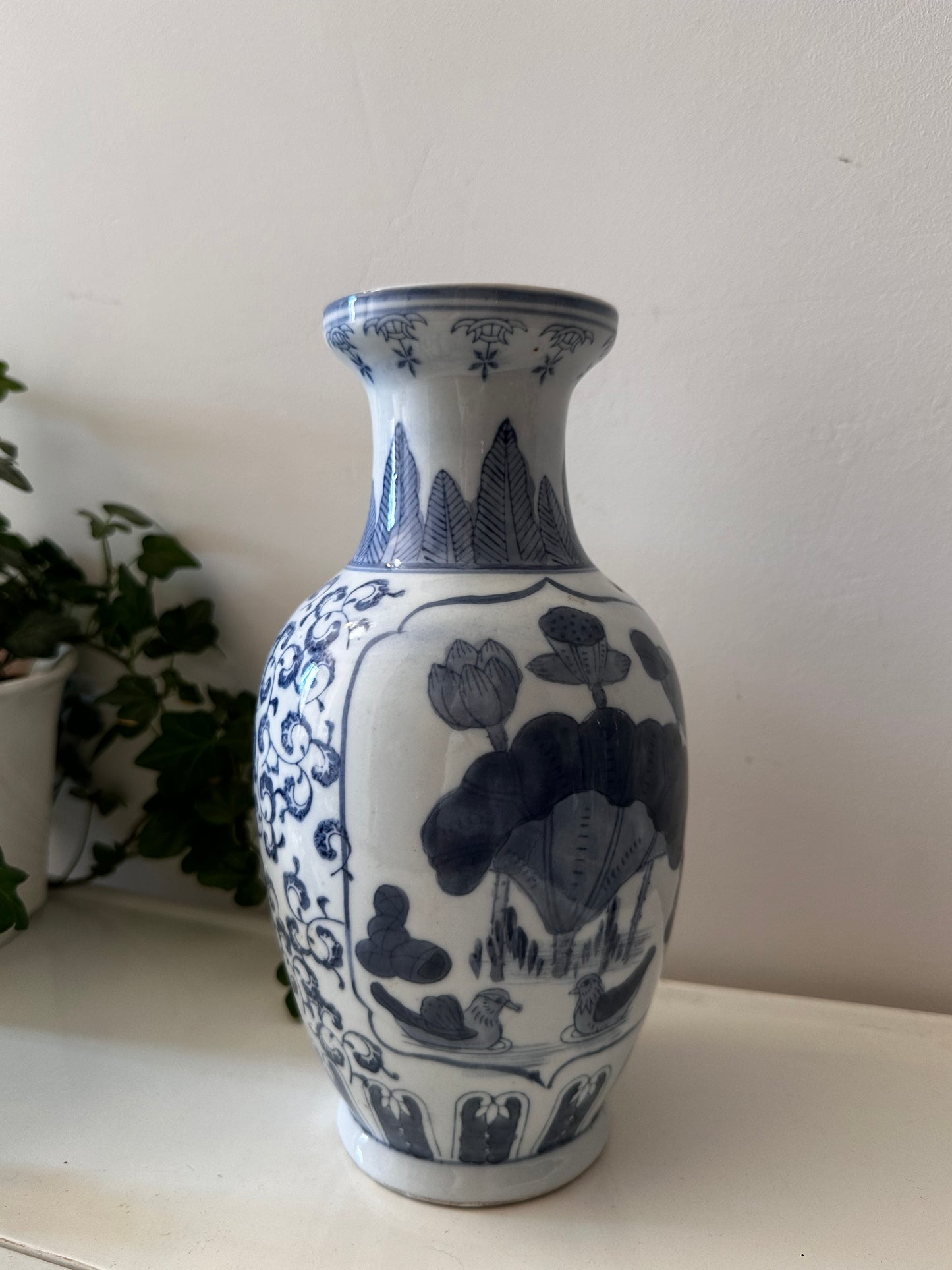 Chinese vaas vintage blauw wit