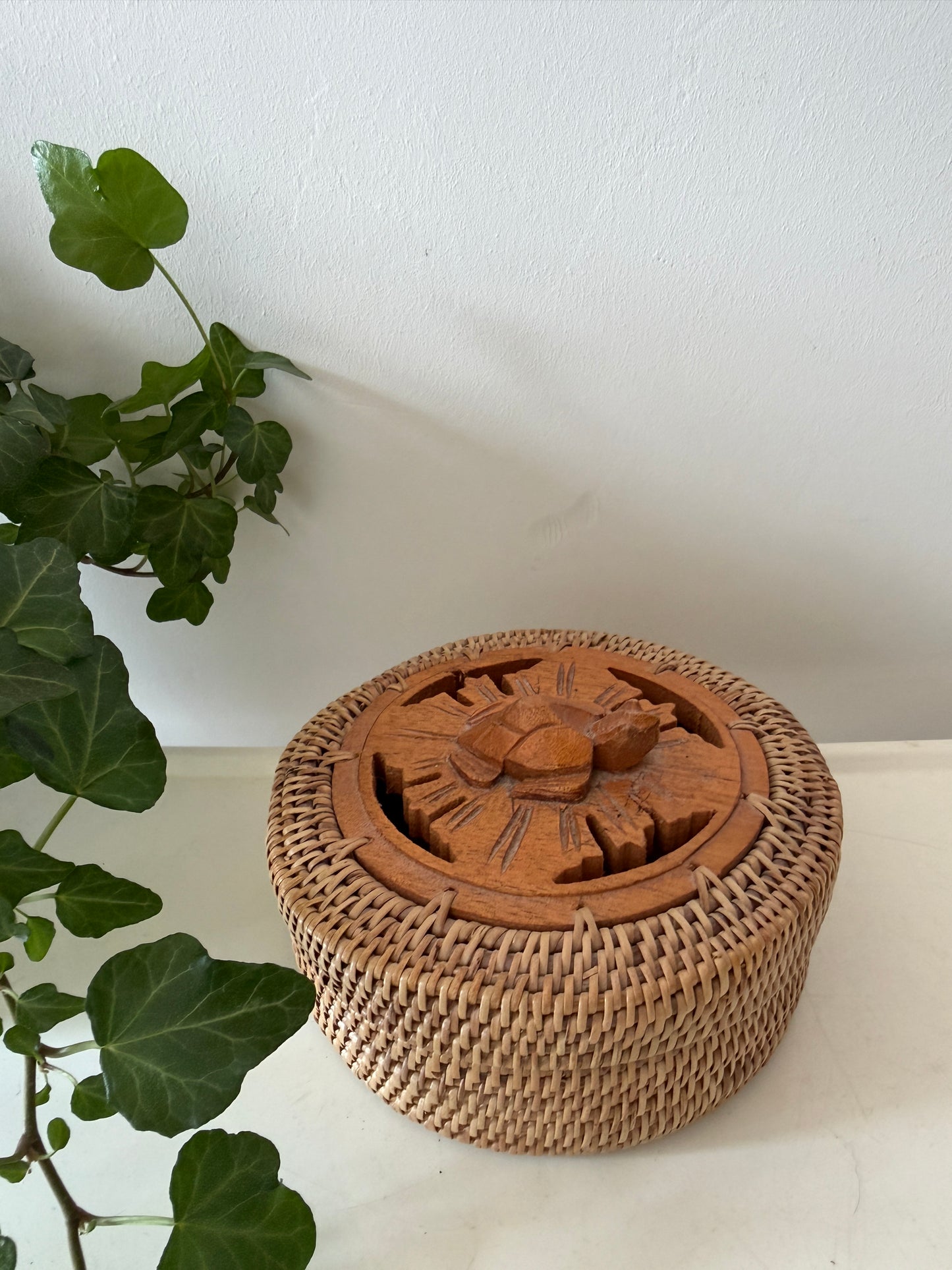 Geweldig leuk bewaardoosje rotan met hout
