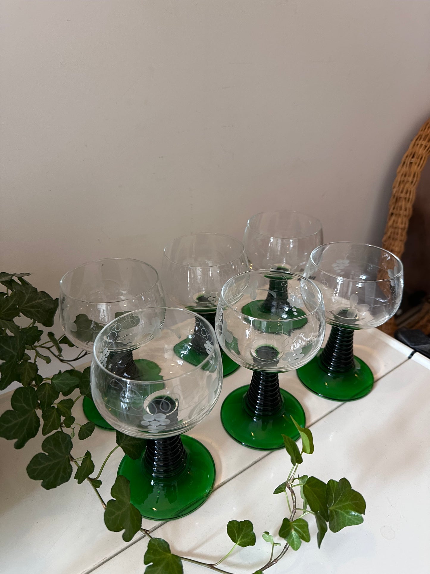 Set van 6 gegraveerde Roemer glazen