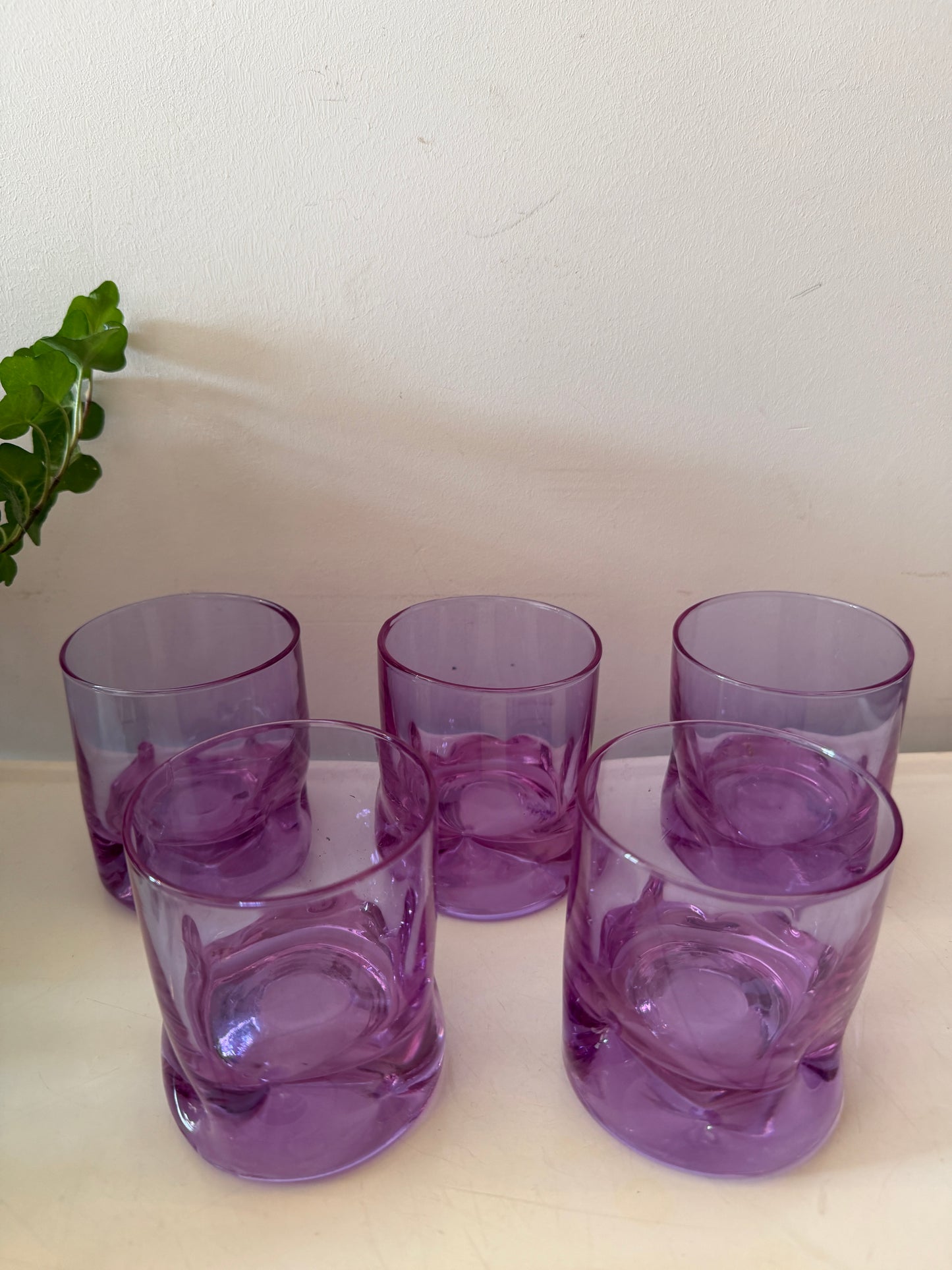 Italiaanse lila tumbler glazen jaren 70