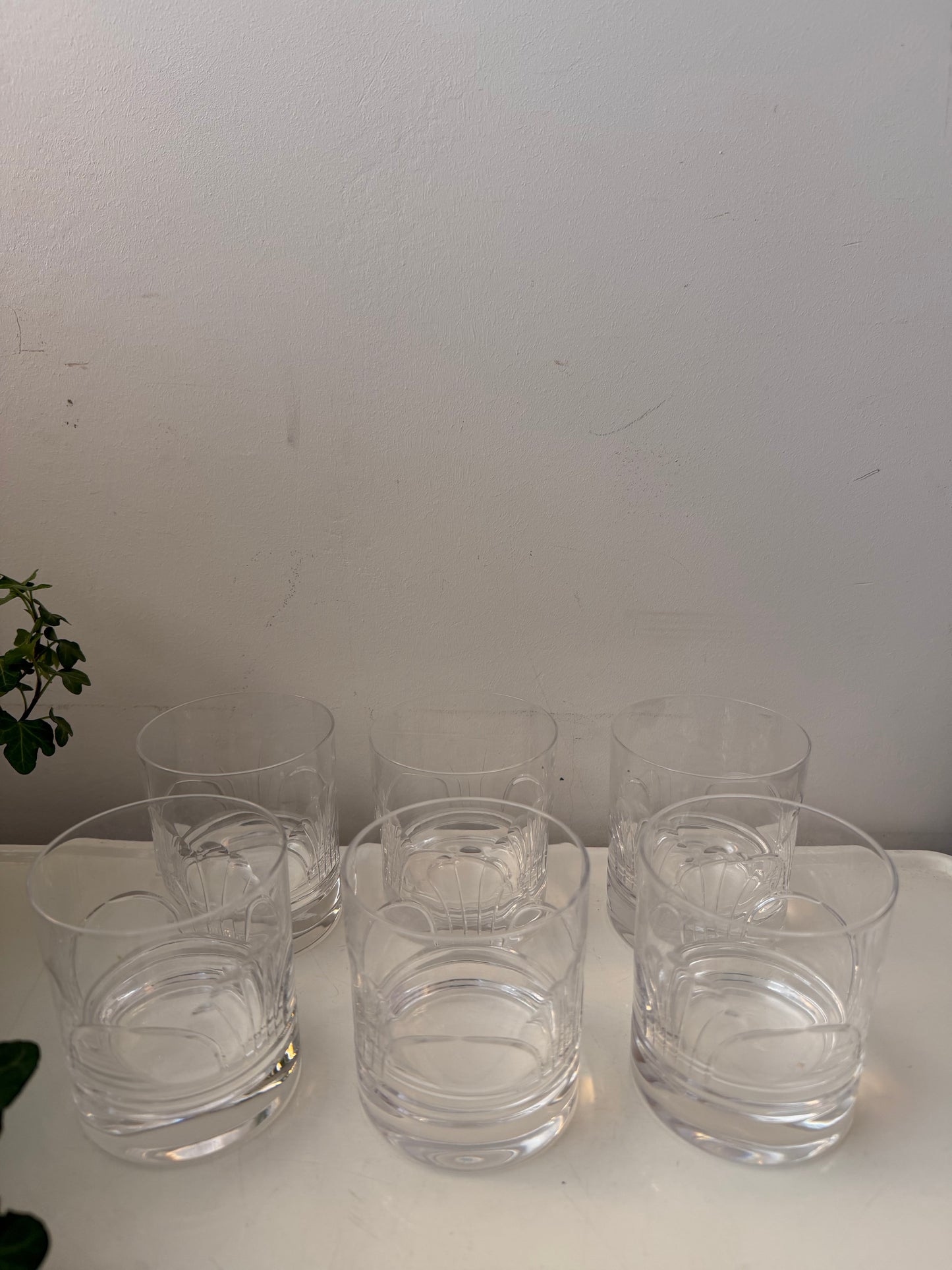 Set van 6 kristallen art deco glazen