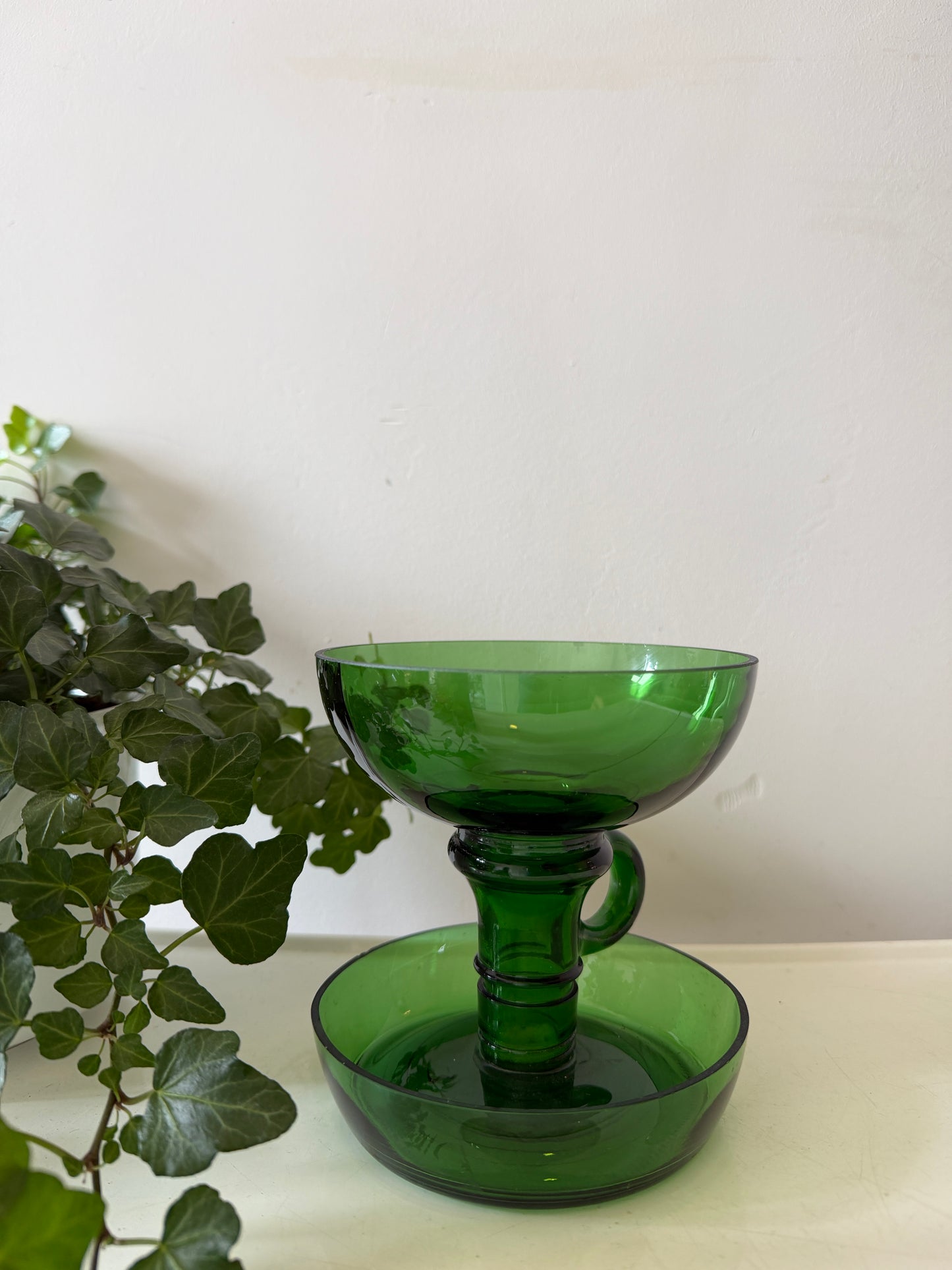 Groen glazen kandelaar
