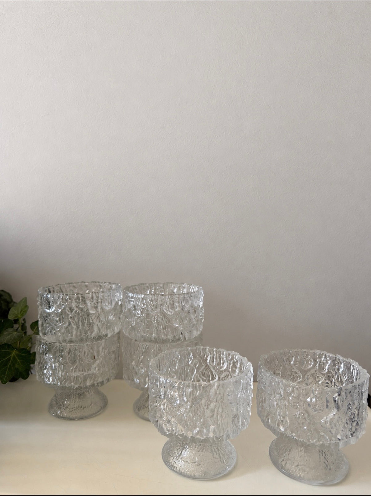 Set van 6 Ice Bark coupes Frost glass
