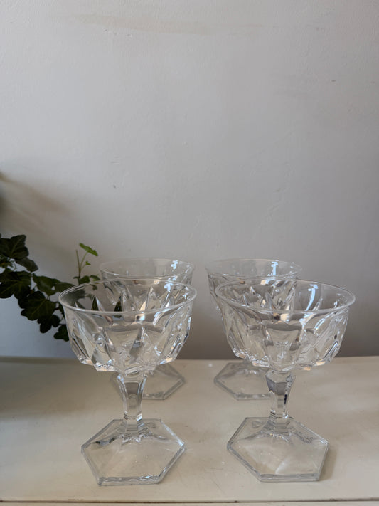 Set van 4 kristallen coupe glazen