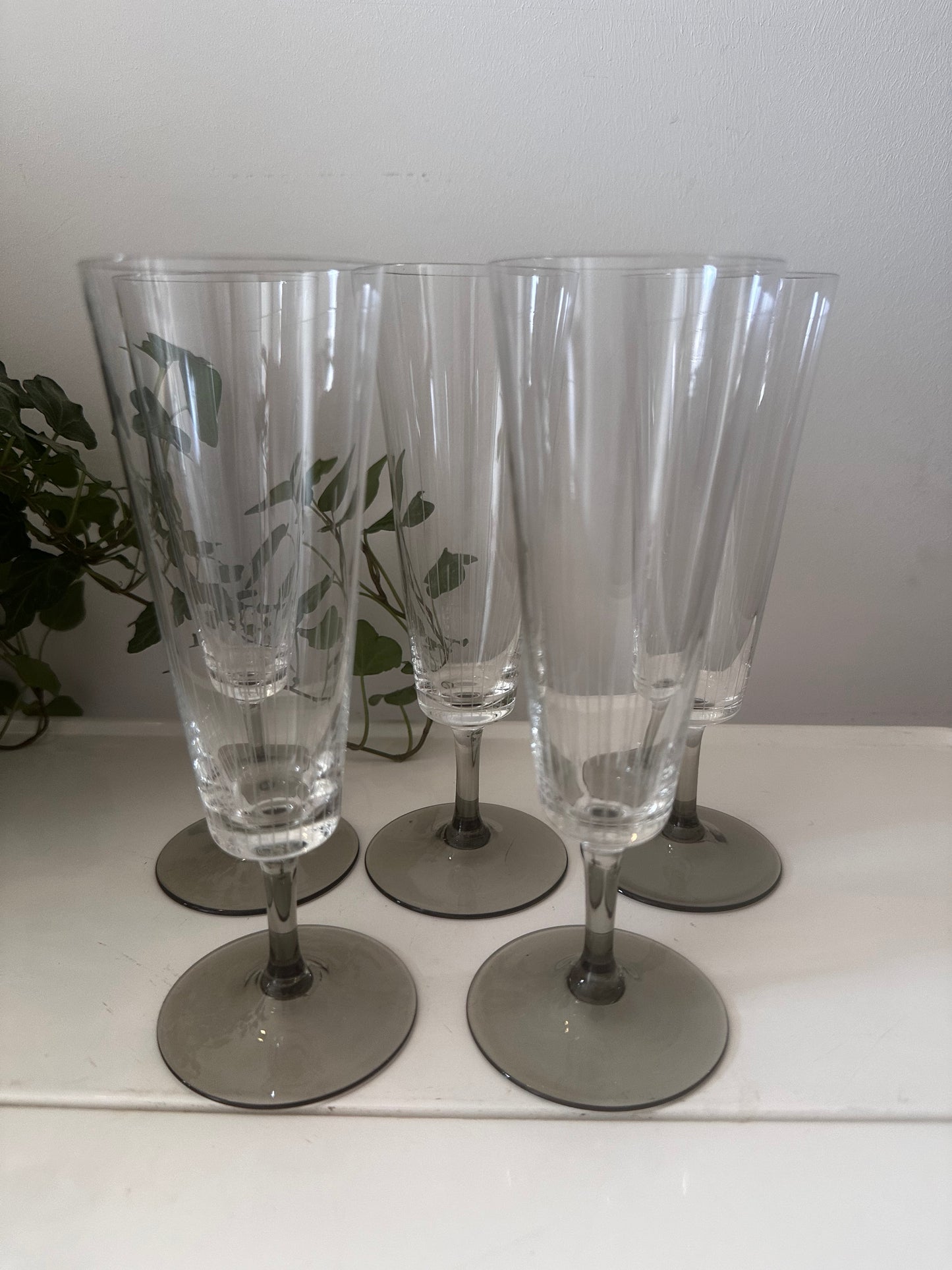 5 delige set vintage kristallen champagne glazen