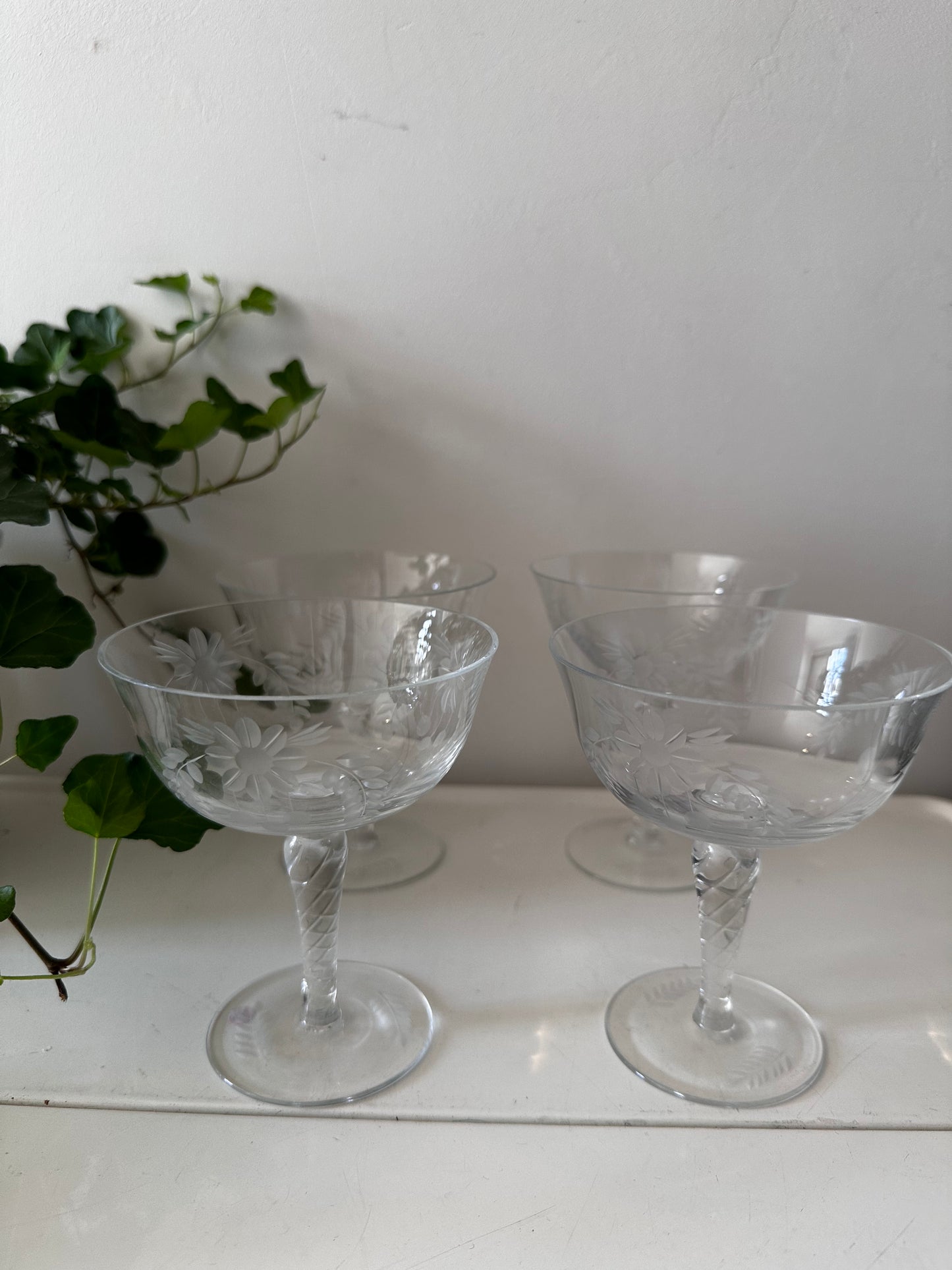 4 kristallen coupe champagne glazen