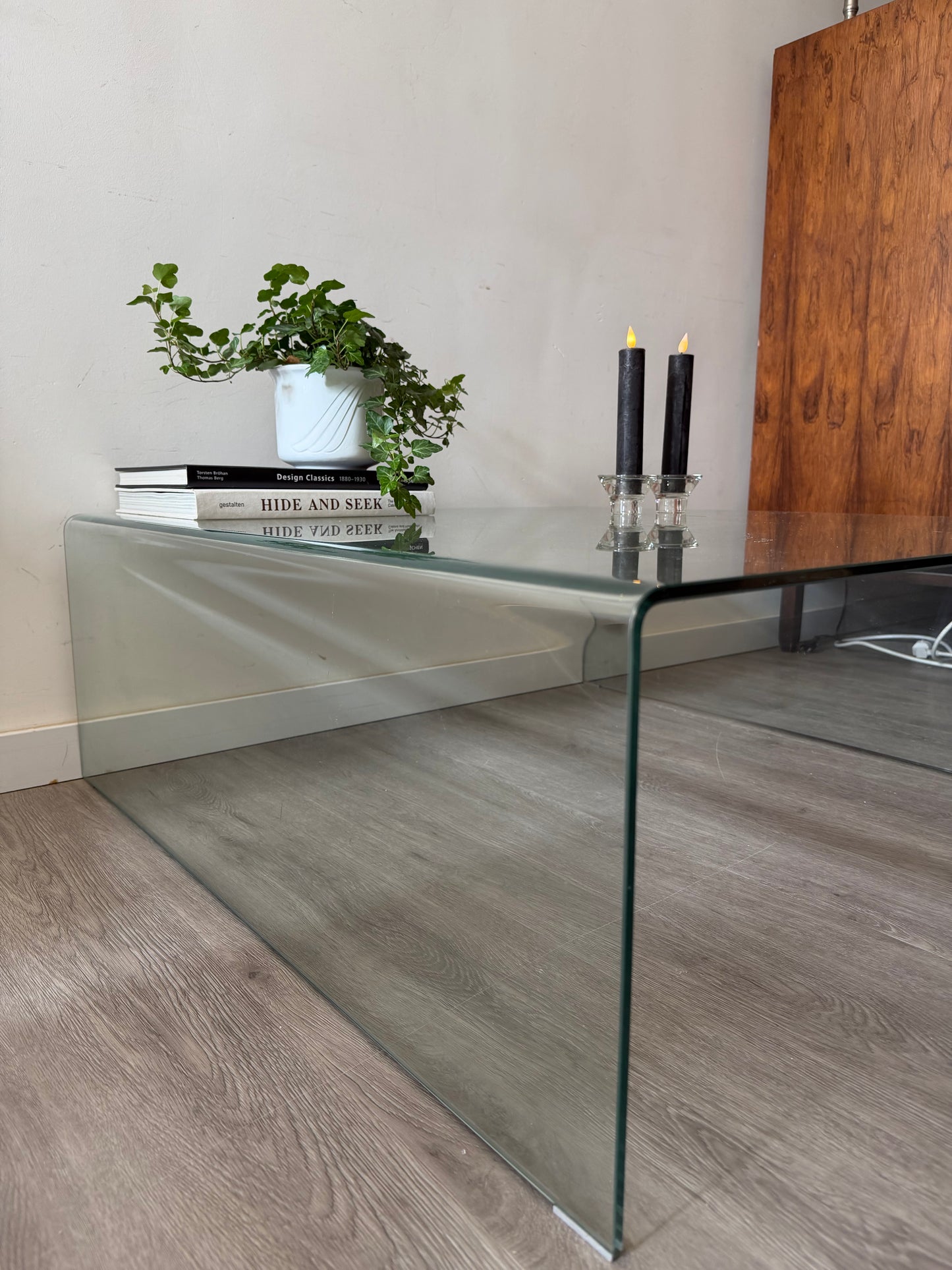 Waterfall glazen Mid Century salontafel