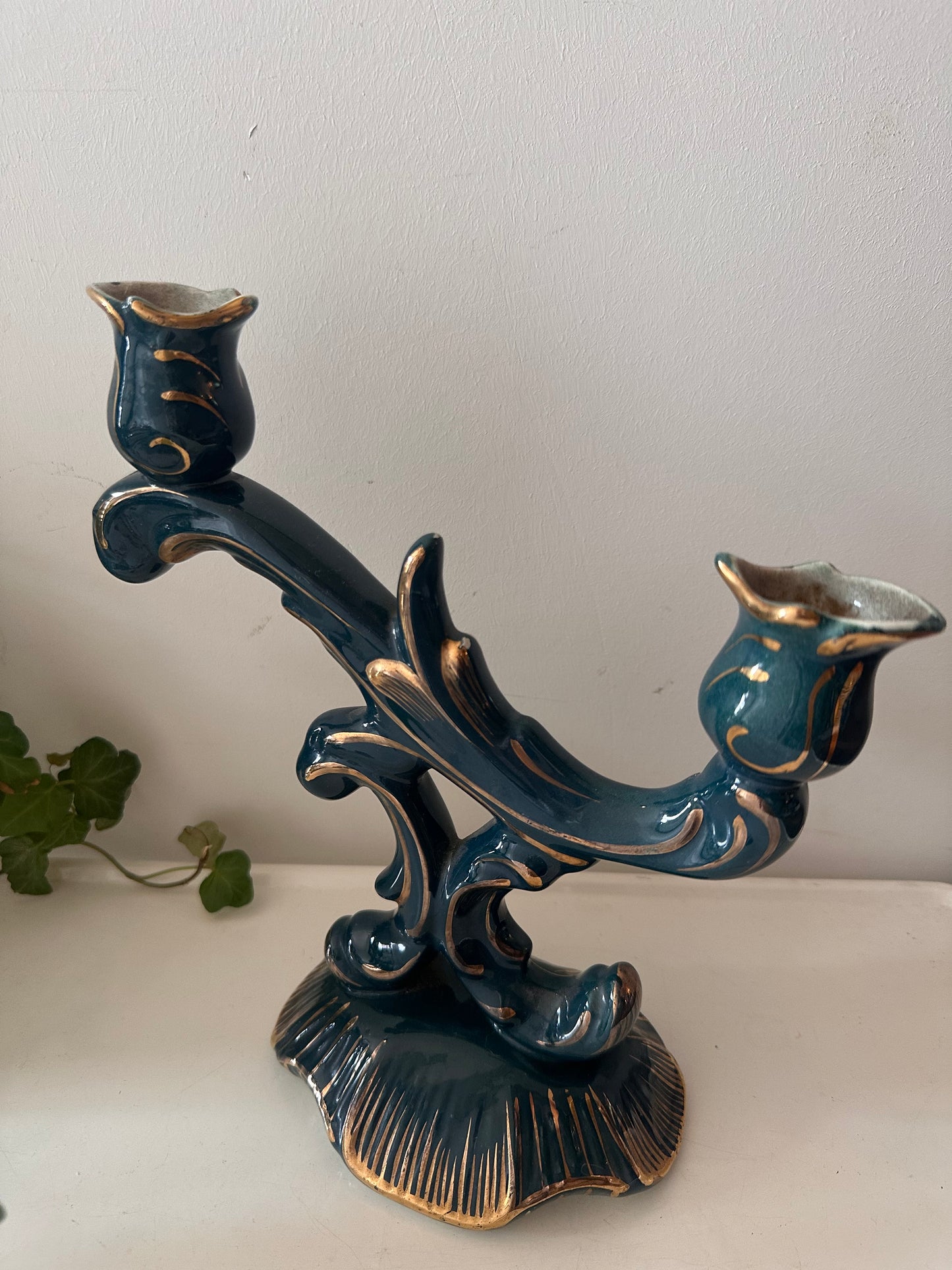 Rococo stijl kandelaar voor 2 kaarsen