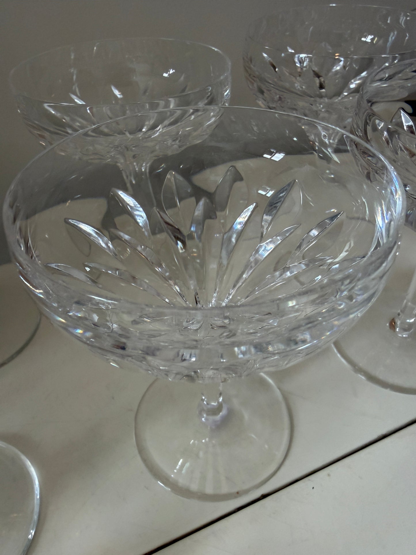 Set van 6 kristallen coupe champagne glazen