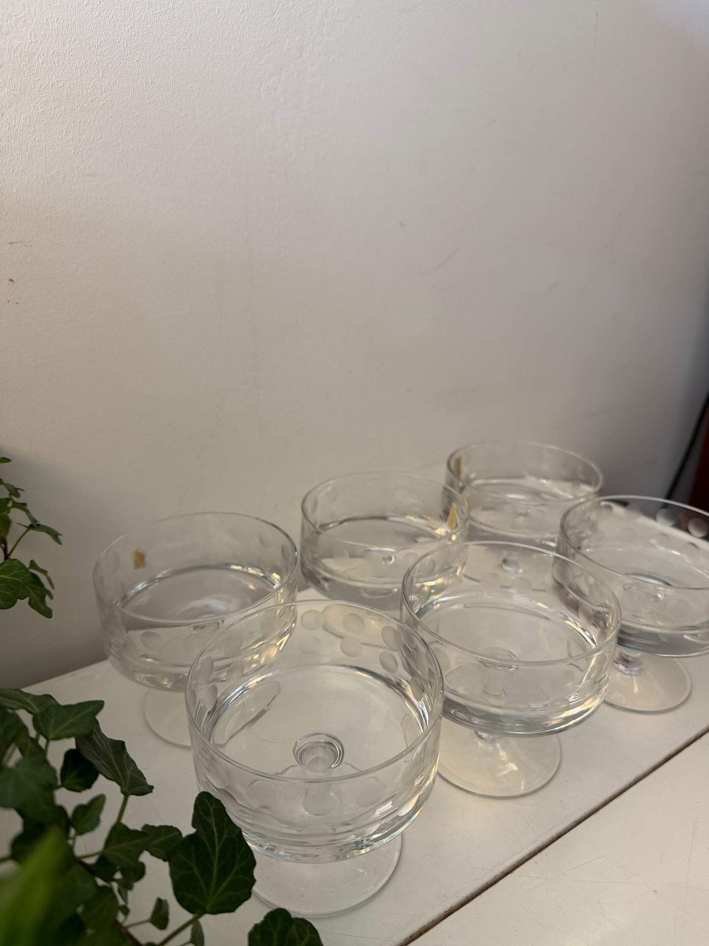 Set van 6 kristallen coupe glazen