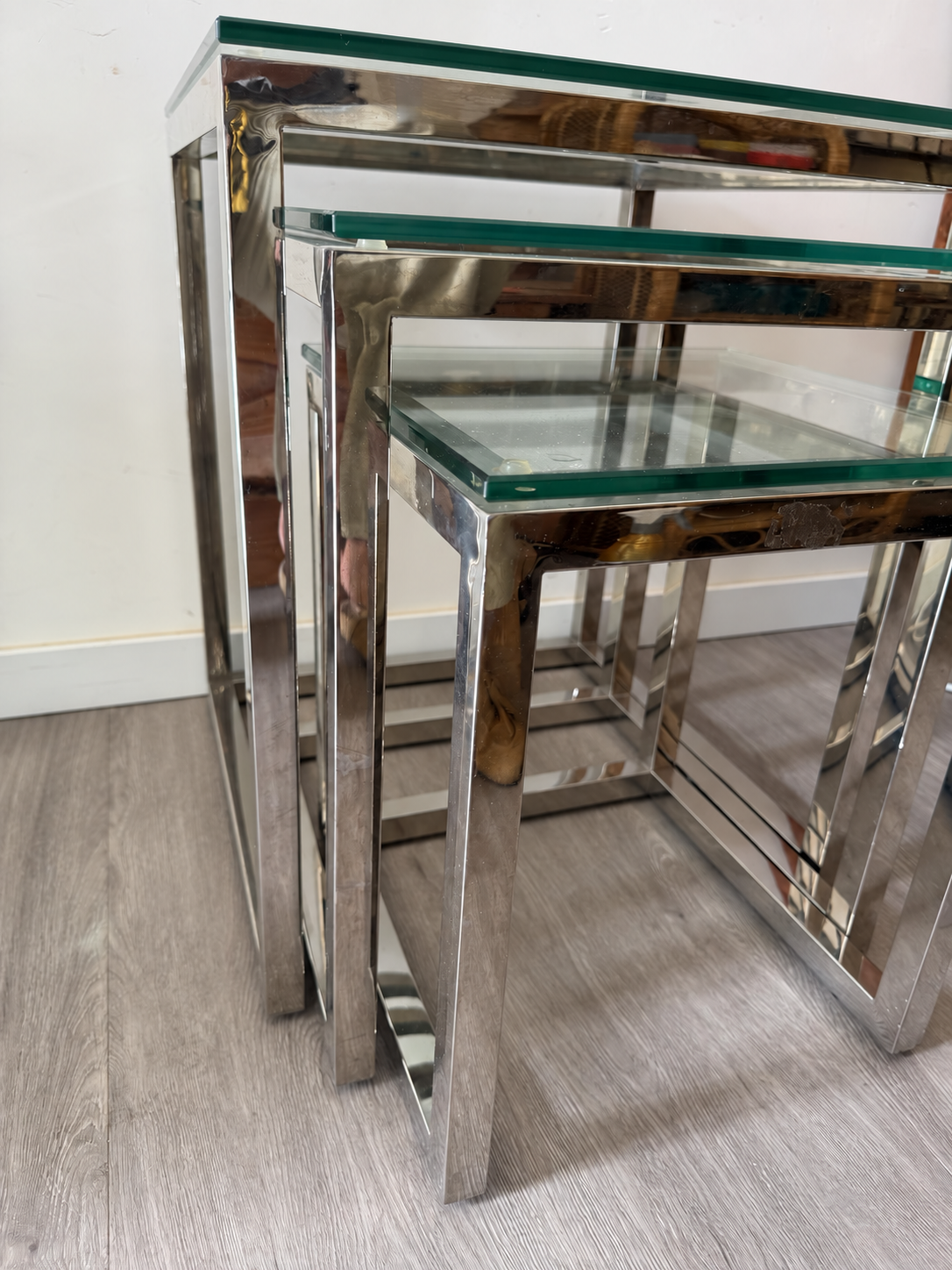 Chrome Mimi set mid century Scandinavisch design bijzettafeltjes