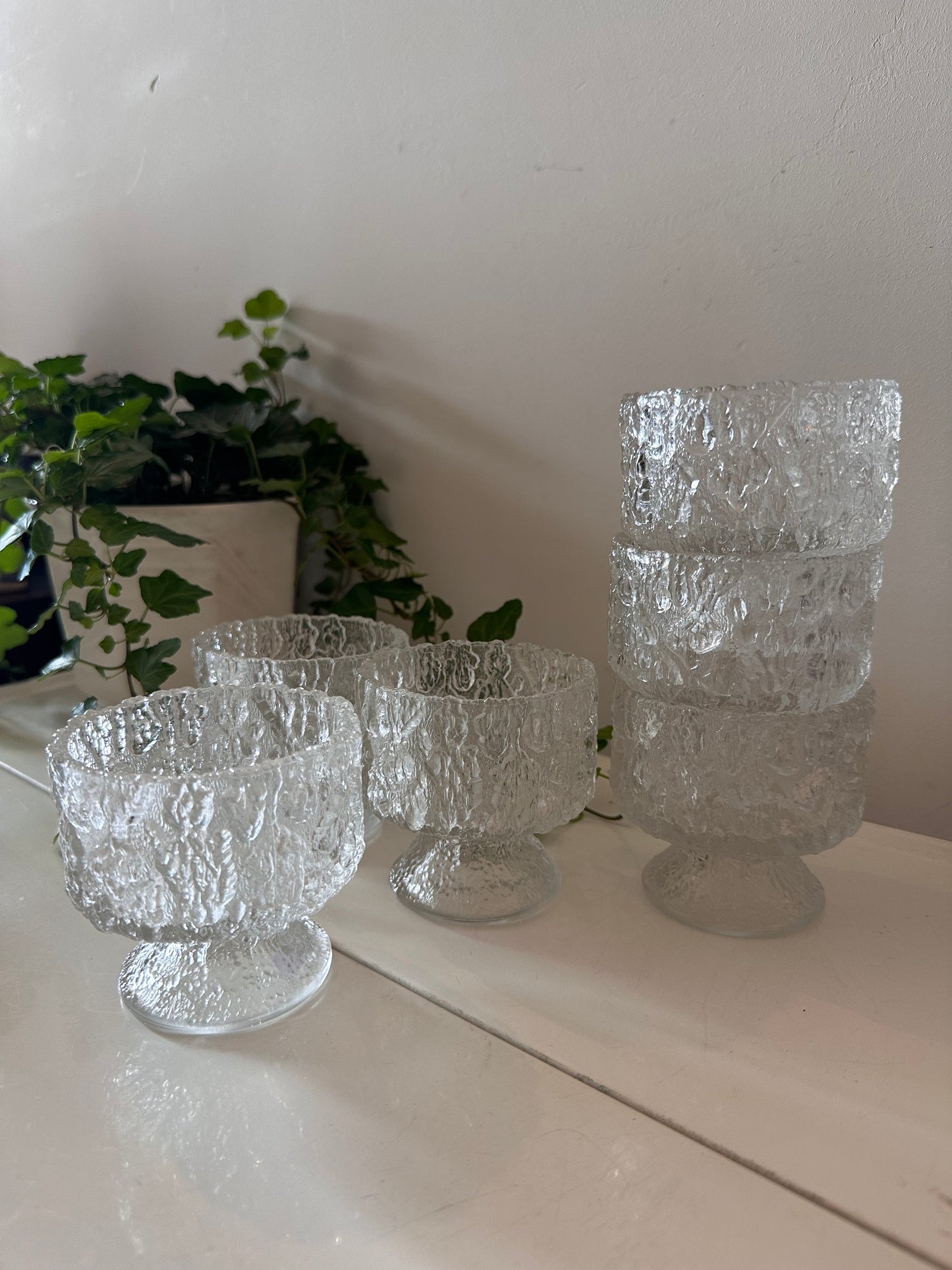 Set van 6 vintage glazen coupes