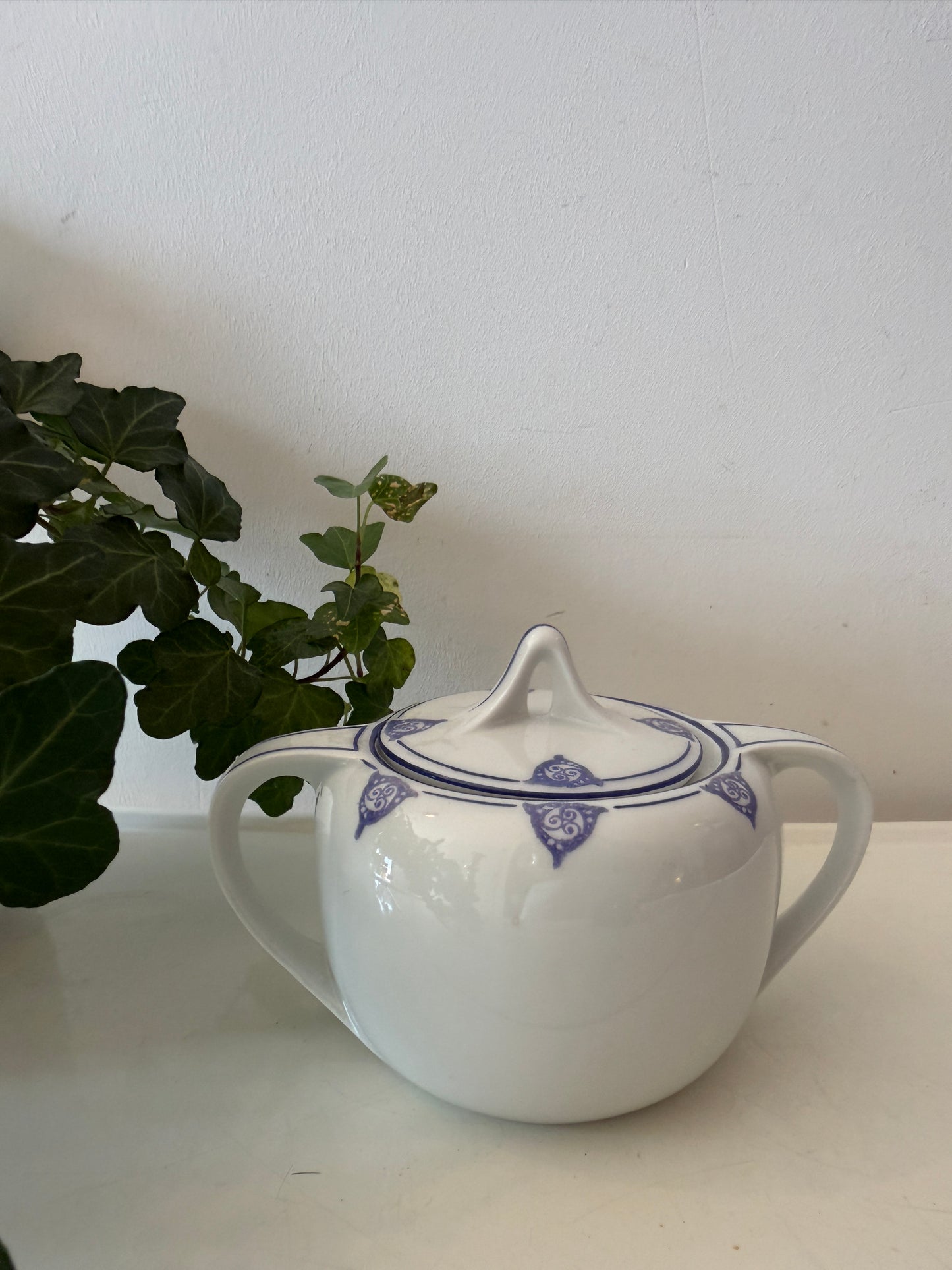 Porseleinen Suikerpotje blauw wit