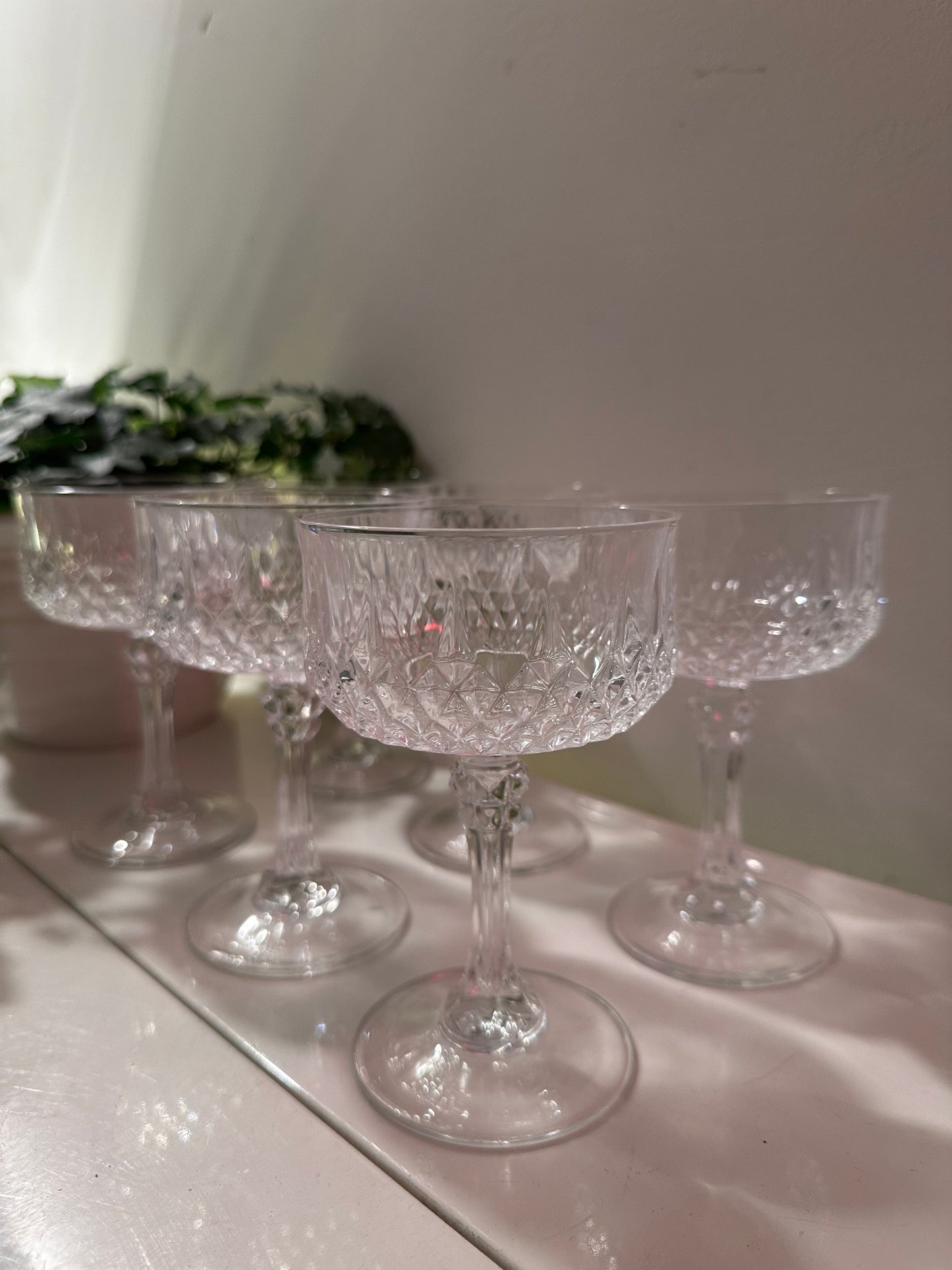 6 vintage kristallen coupe champagne glazen