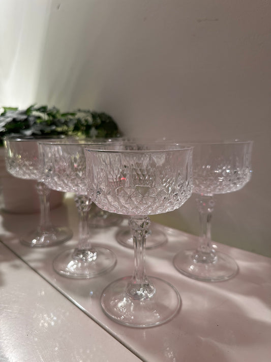 6 vintage kristallen coupe champagne glazen