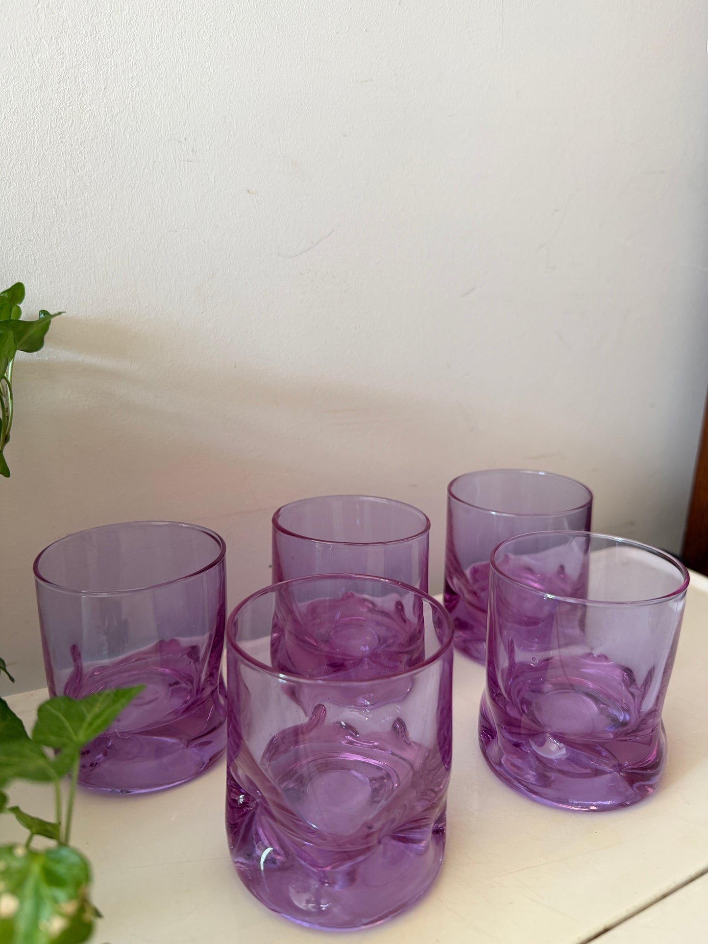 Italiaanse lila tumbler glazen jaren 70