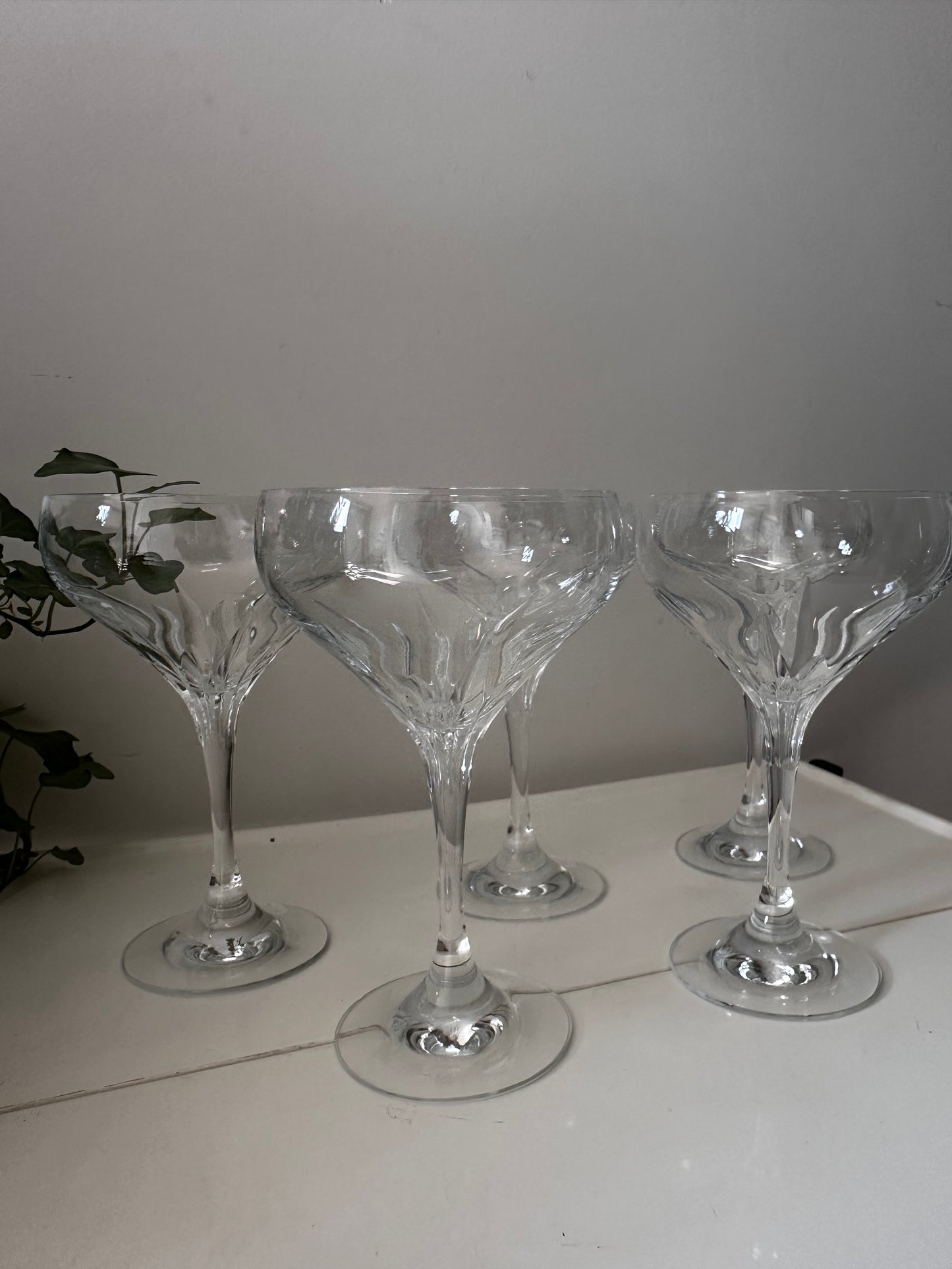 Set van 5 kristallen champagne glazen