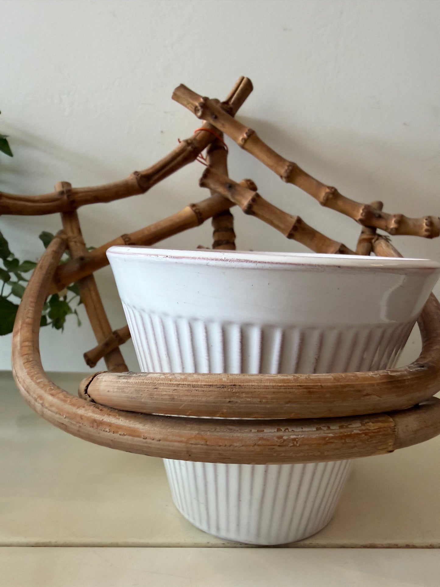 Rotan hanger met erica bloempot