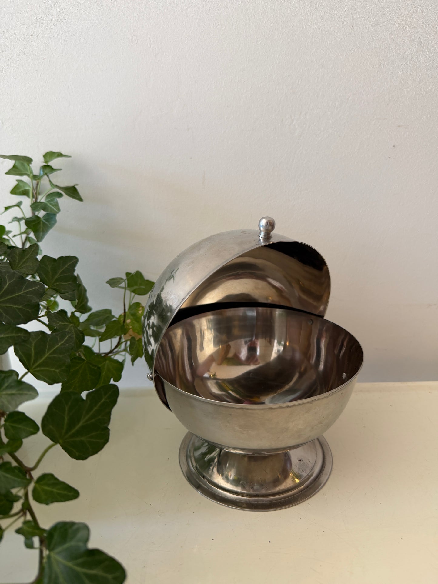 Rvs Suikerpot / snoeppot met roll top deksel