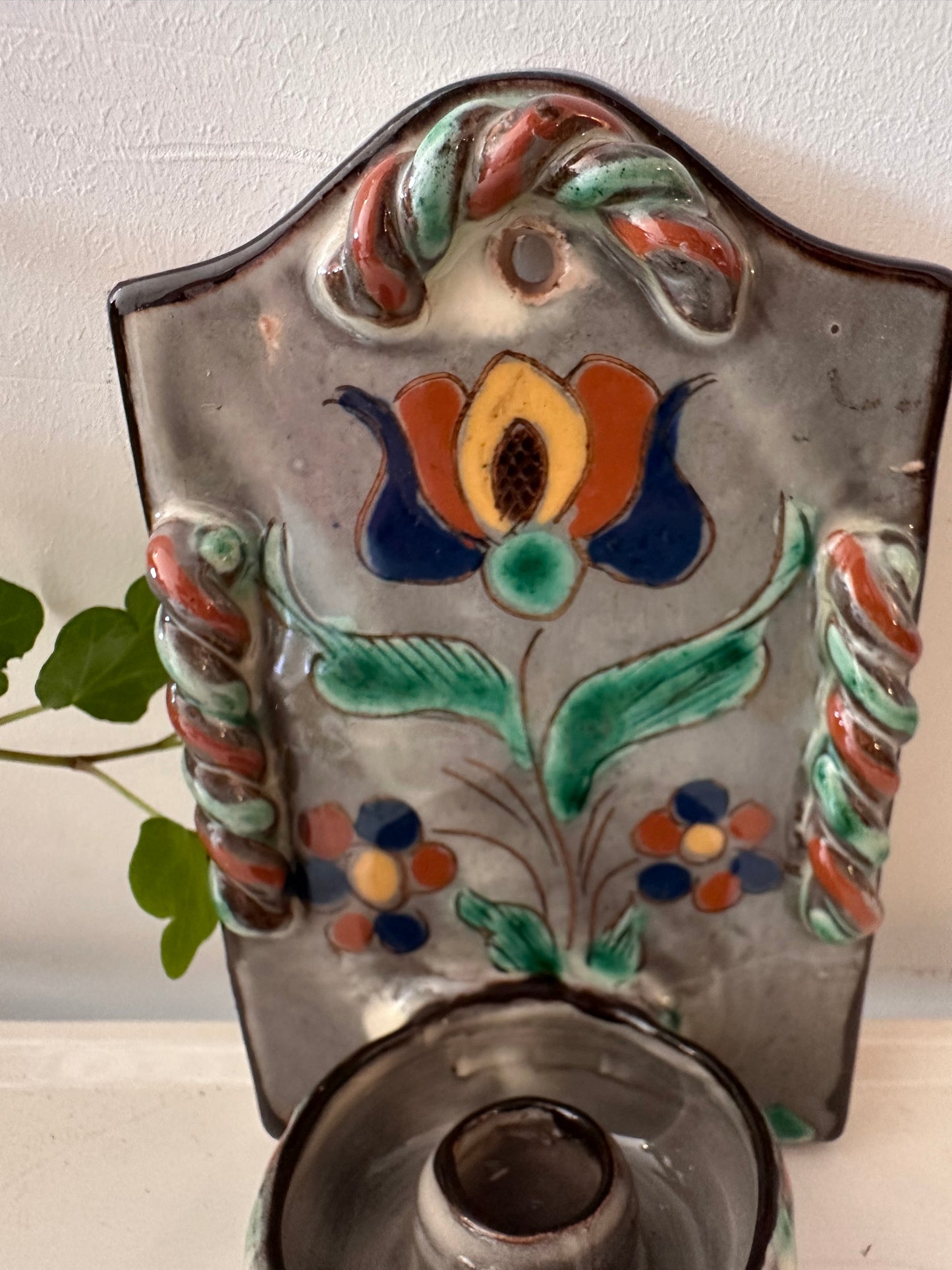 Keramieken wandkandelaar vintage