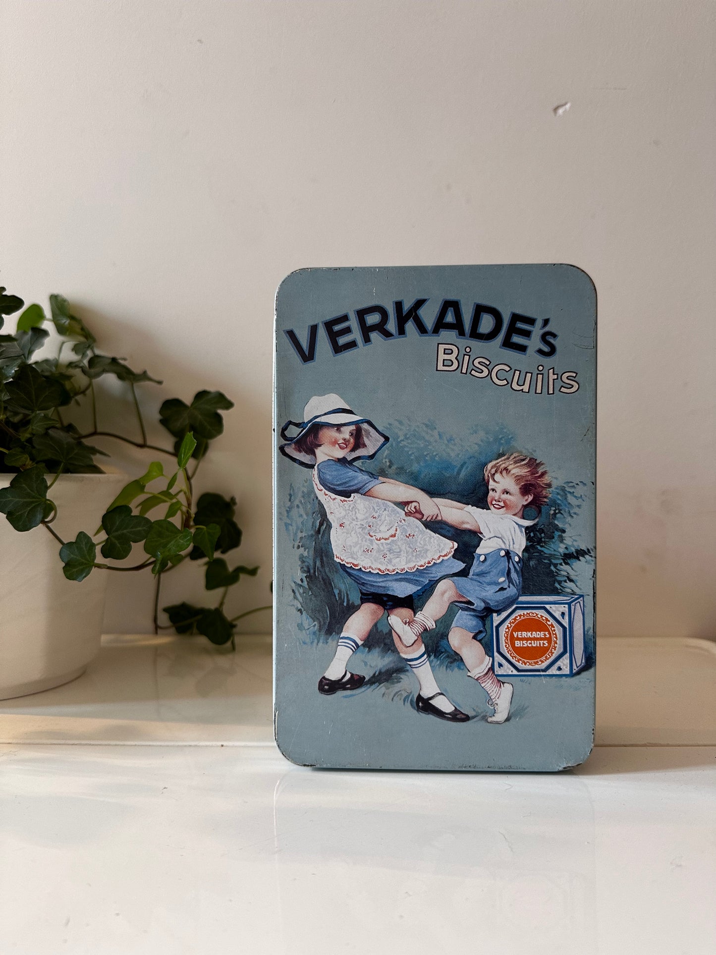 Verkade bewaarblik koektrommel vintage jaren 60