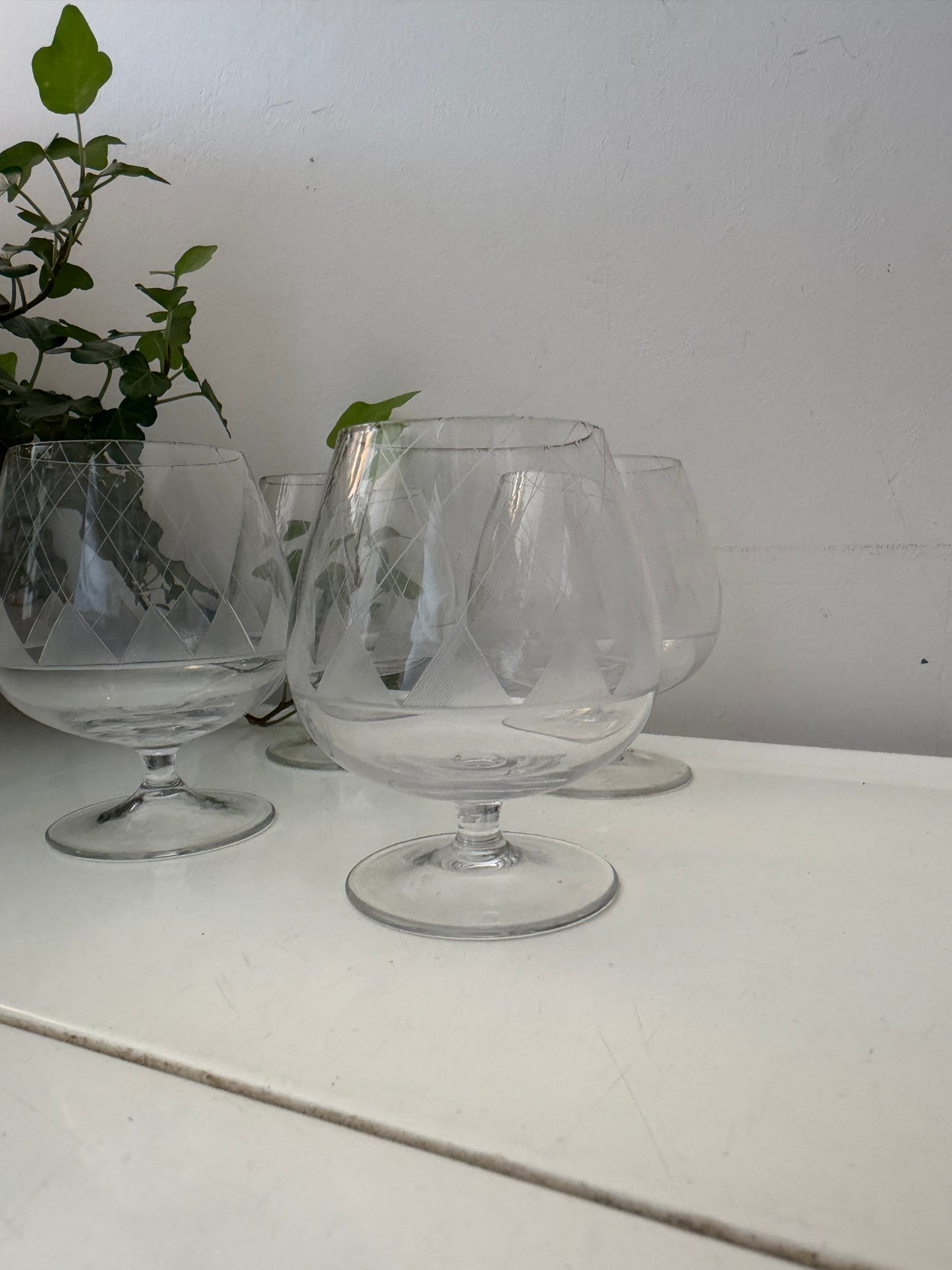 Set van 4 kristallen likeurglaasjes