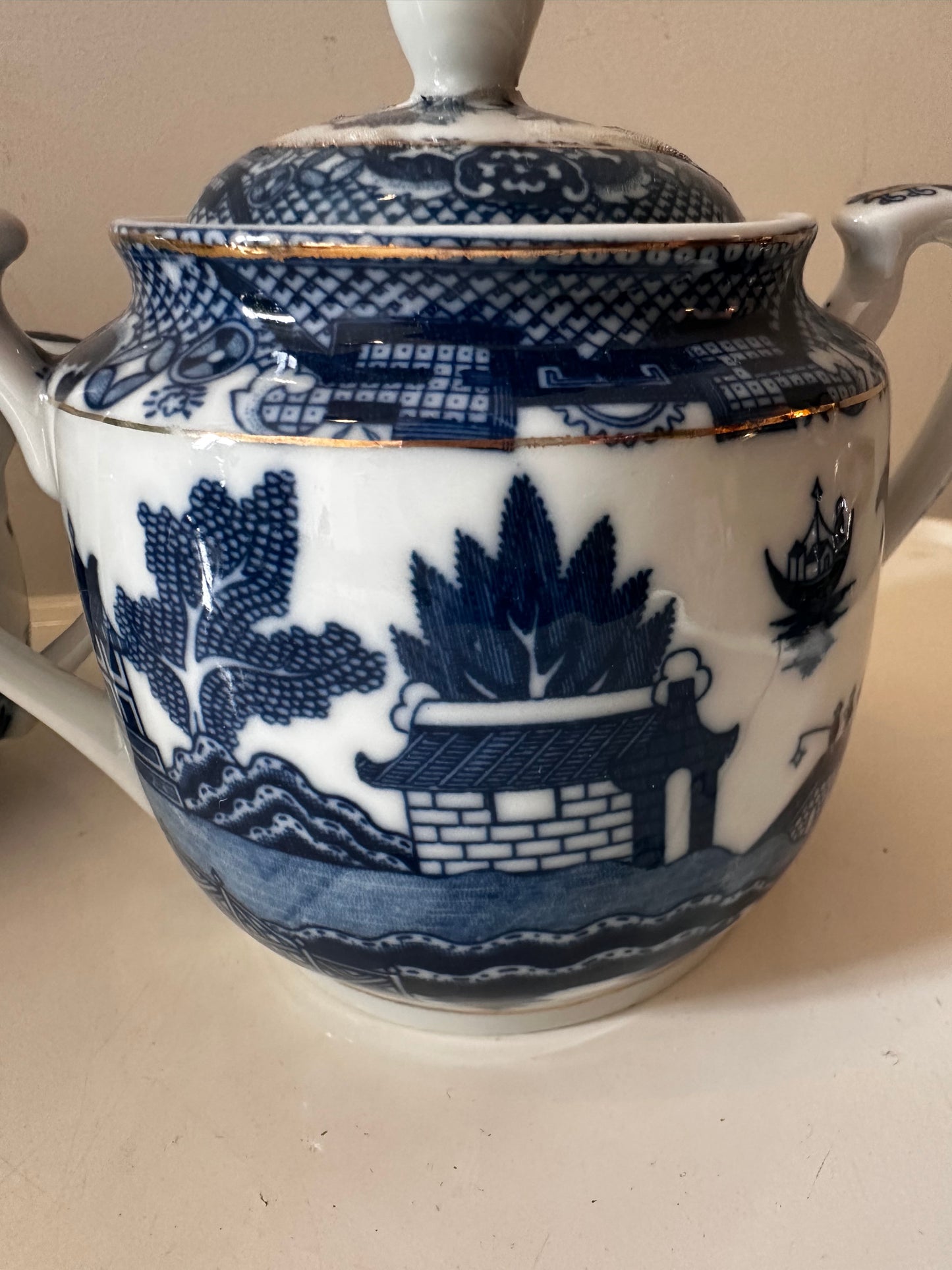 Melk en Suikerpotje blue willow patroon