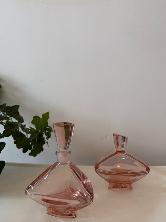 Art Deco set roze glas