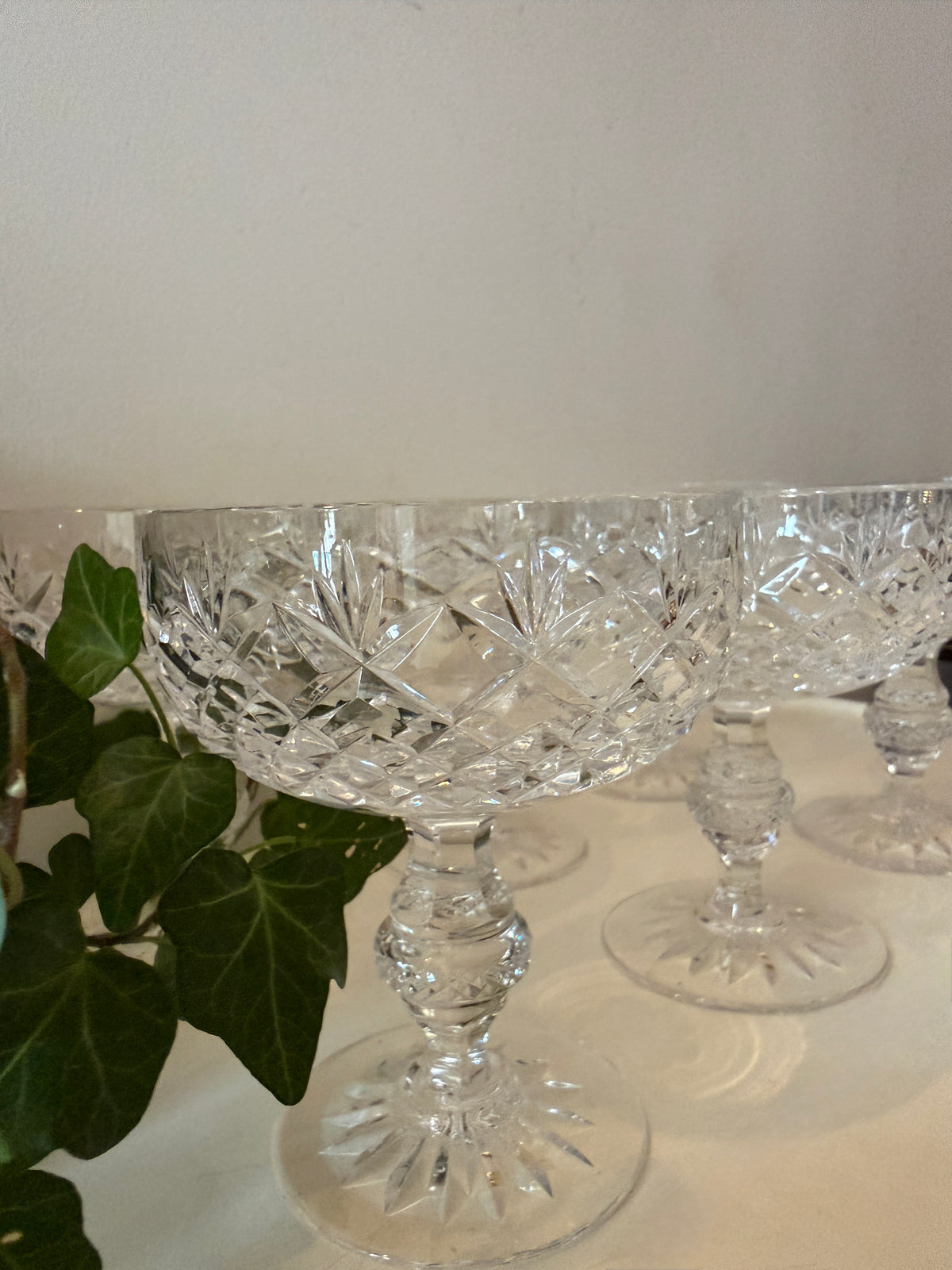 Set van 6 geslepen kristallen coupe champagne glazen