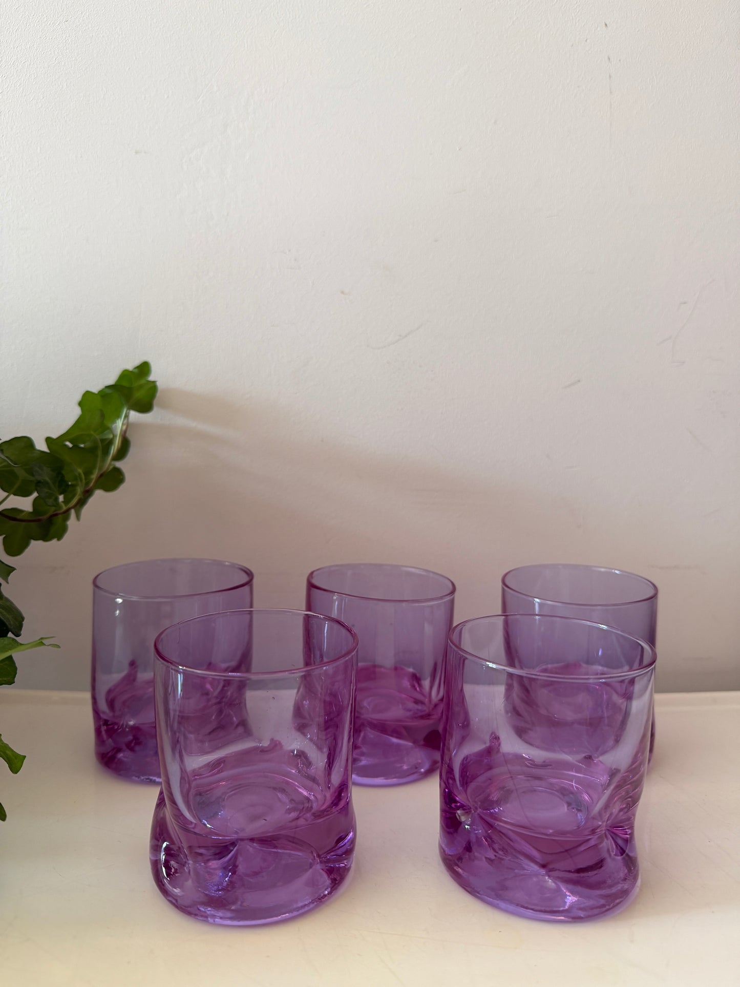 Italiaanse lila tumbler glazen jaren 70
