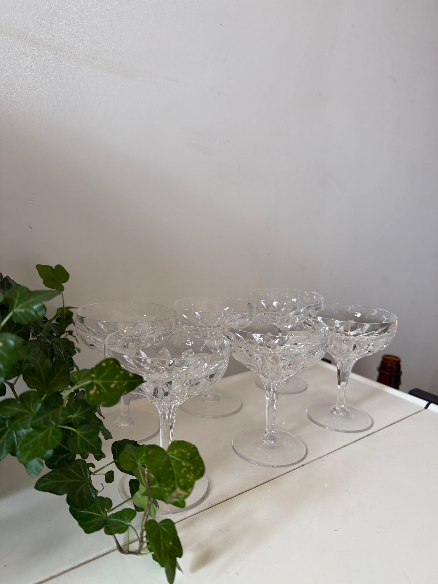 Set van 6 kristallen coupe champagne glazen