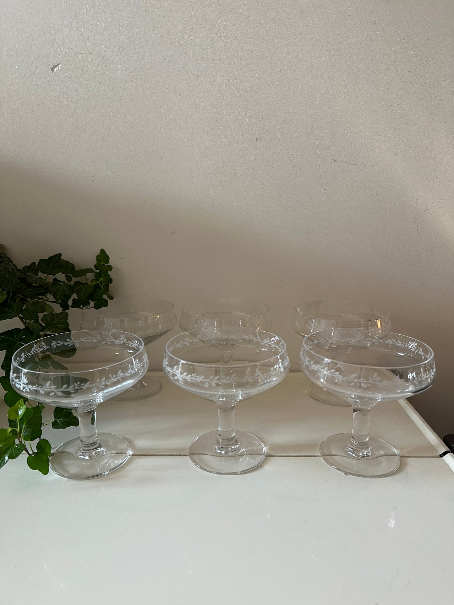 Set van 6 kristallen coupe glazen