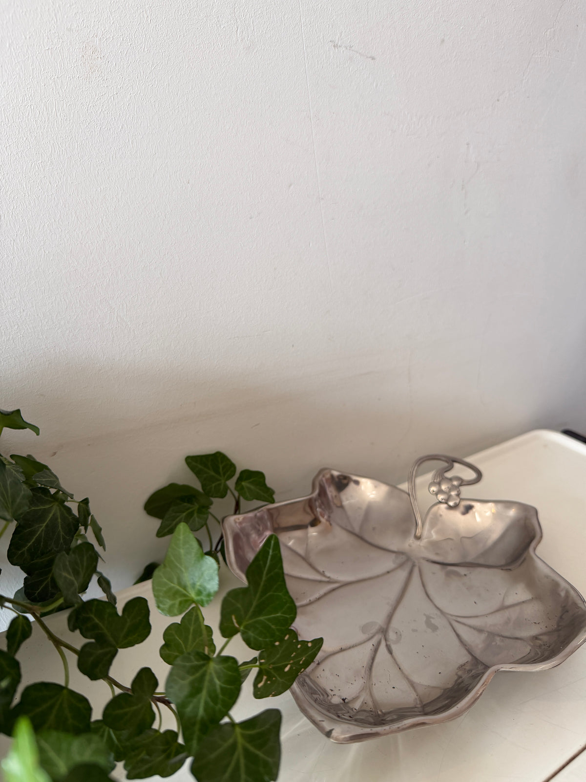 Zilverkleurig art nouveau blad schaaltje