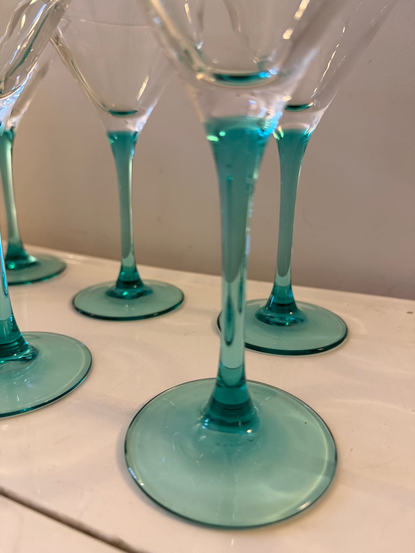 Set van 6 Martini glazen op turquoise voet