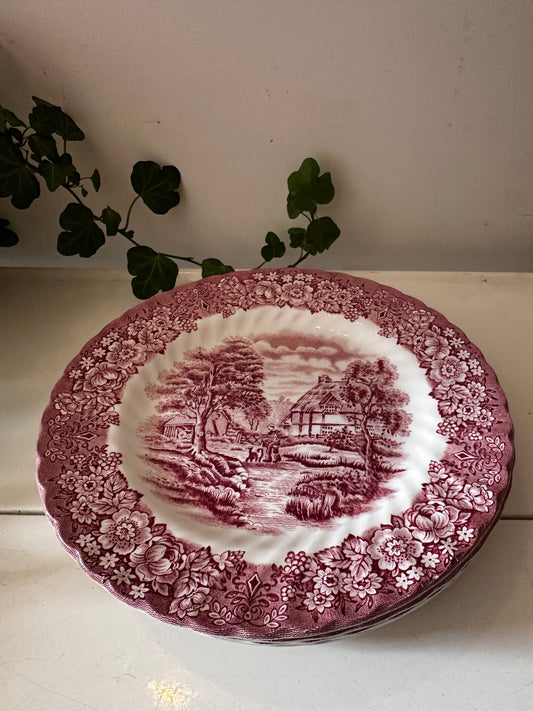 British ankor rood wit porseleinen ontbijtbordjes