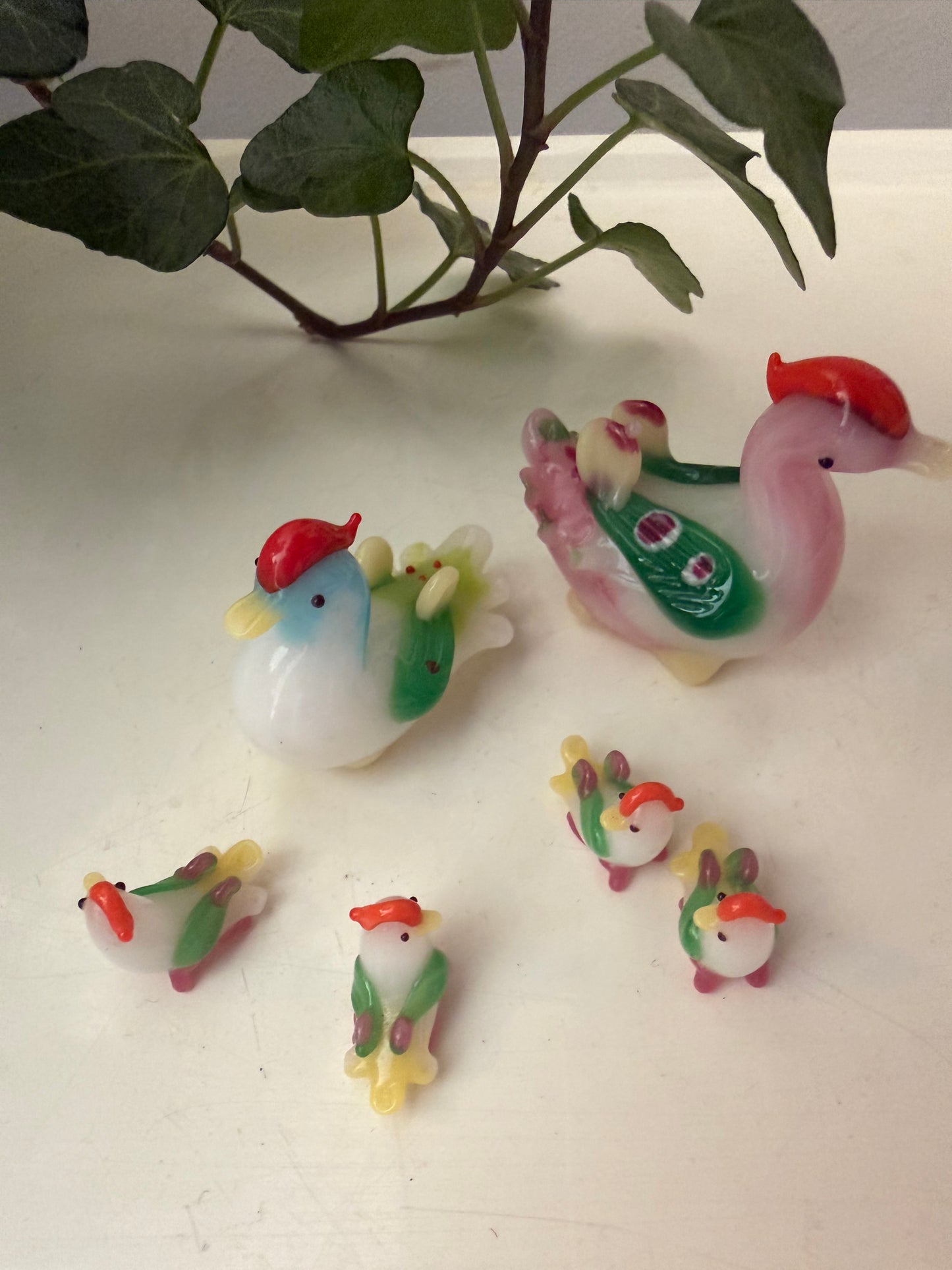 Murano glazen letterbak beeldjes eendjes
