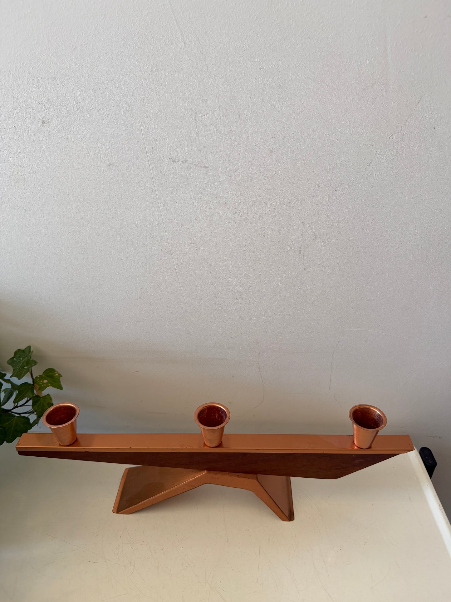 Mid Century teak houten kandelaar