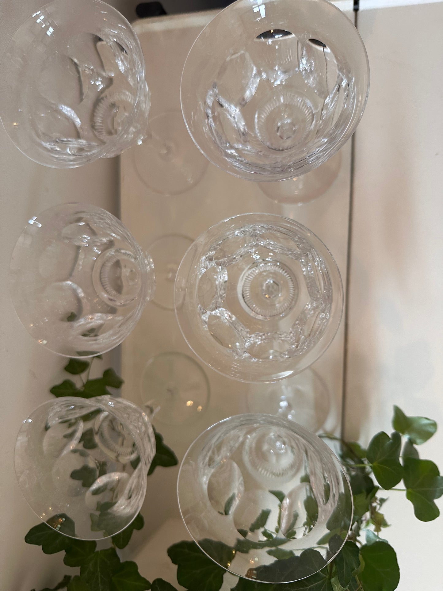 Set van 6 kristallen wijnglazen