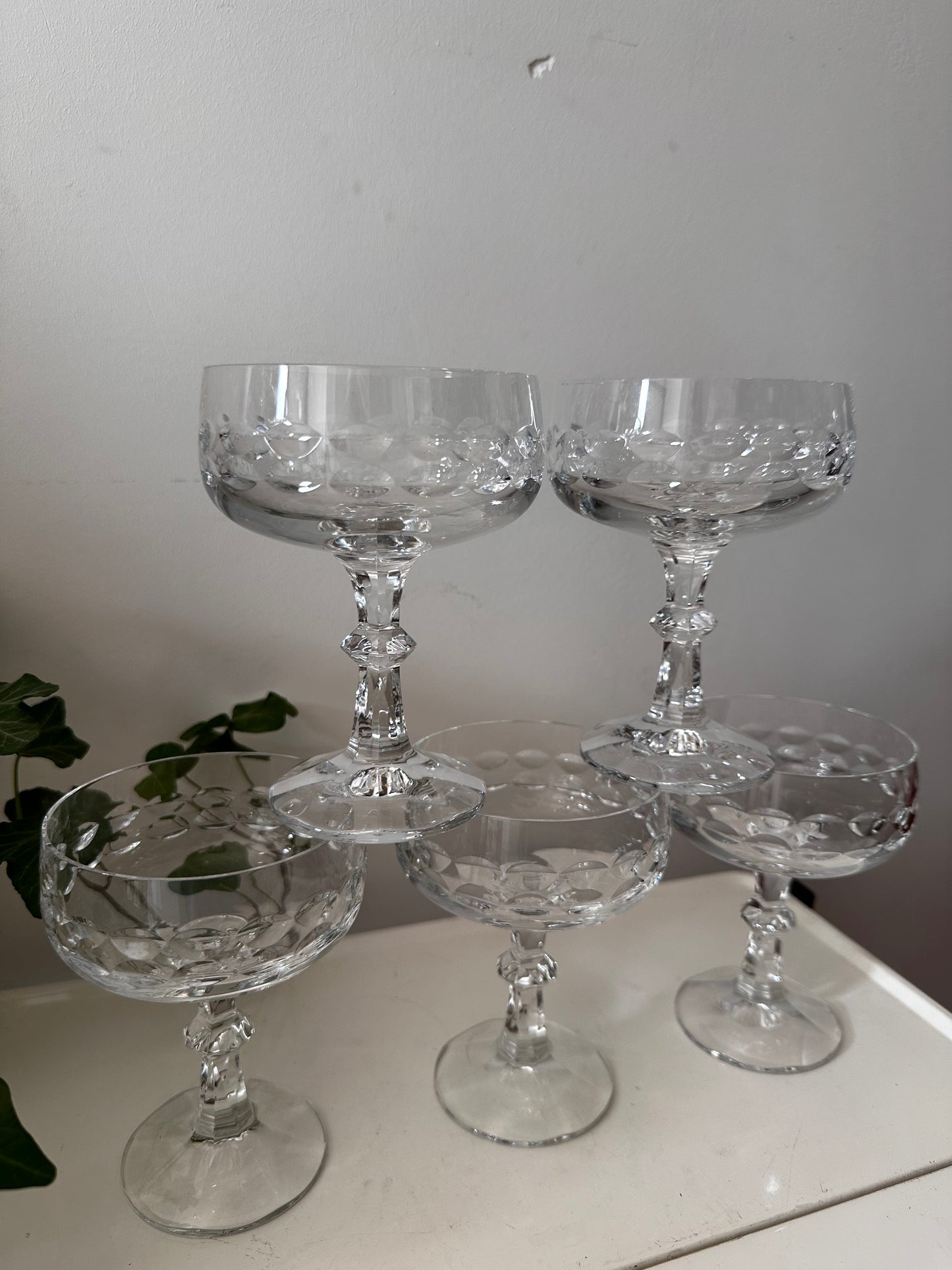 5 delige set coupe champagne glazen kristal