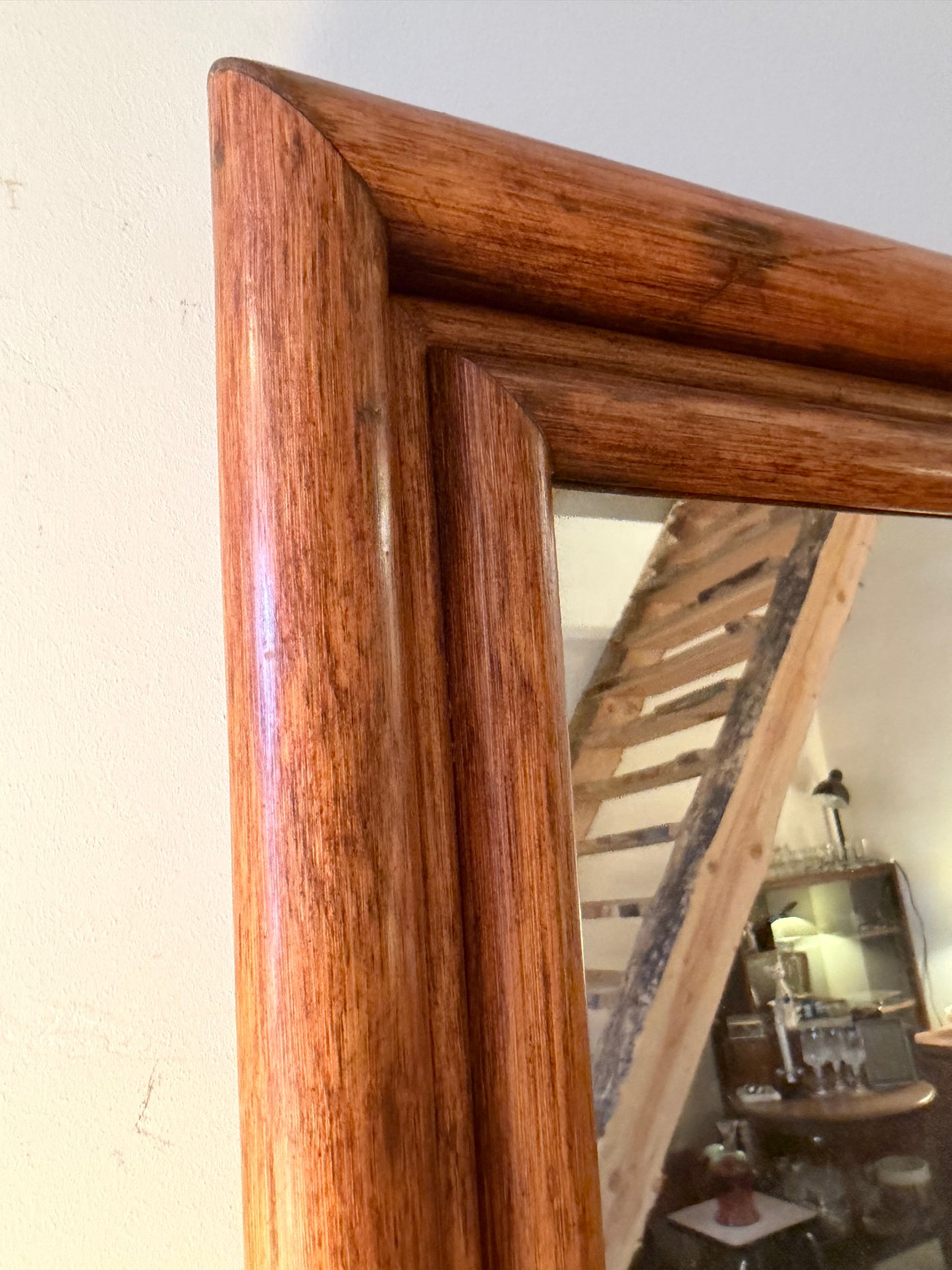 Jaren 80 spiegel met houten lijst